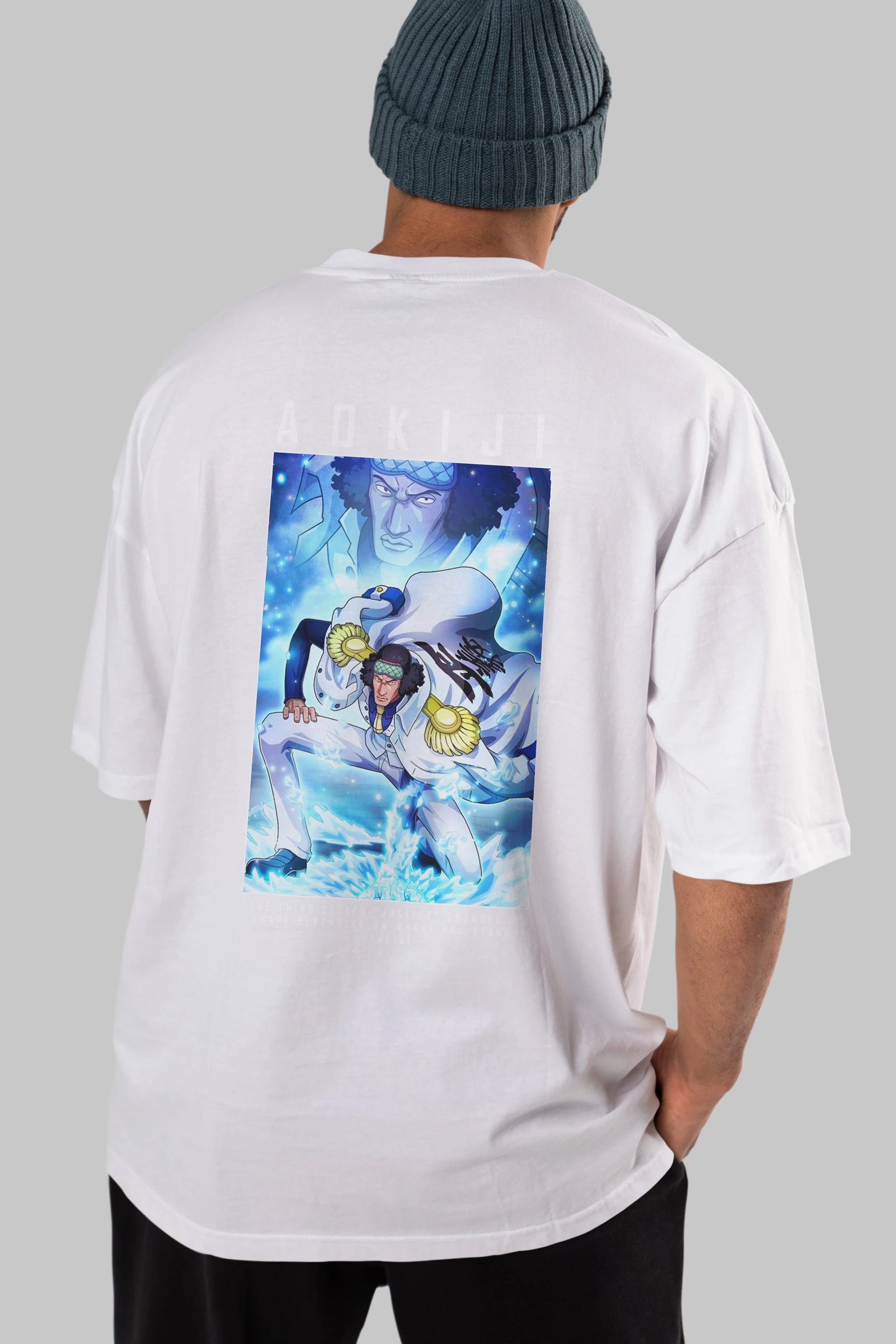 Kuzan Anime Arka Baskılı Oversize t-shirt Erkek Kadın Unisex %100 pamuk tişort