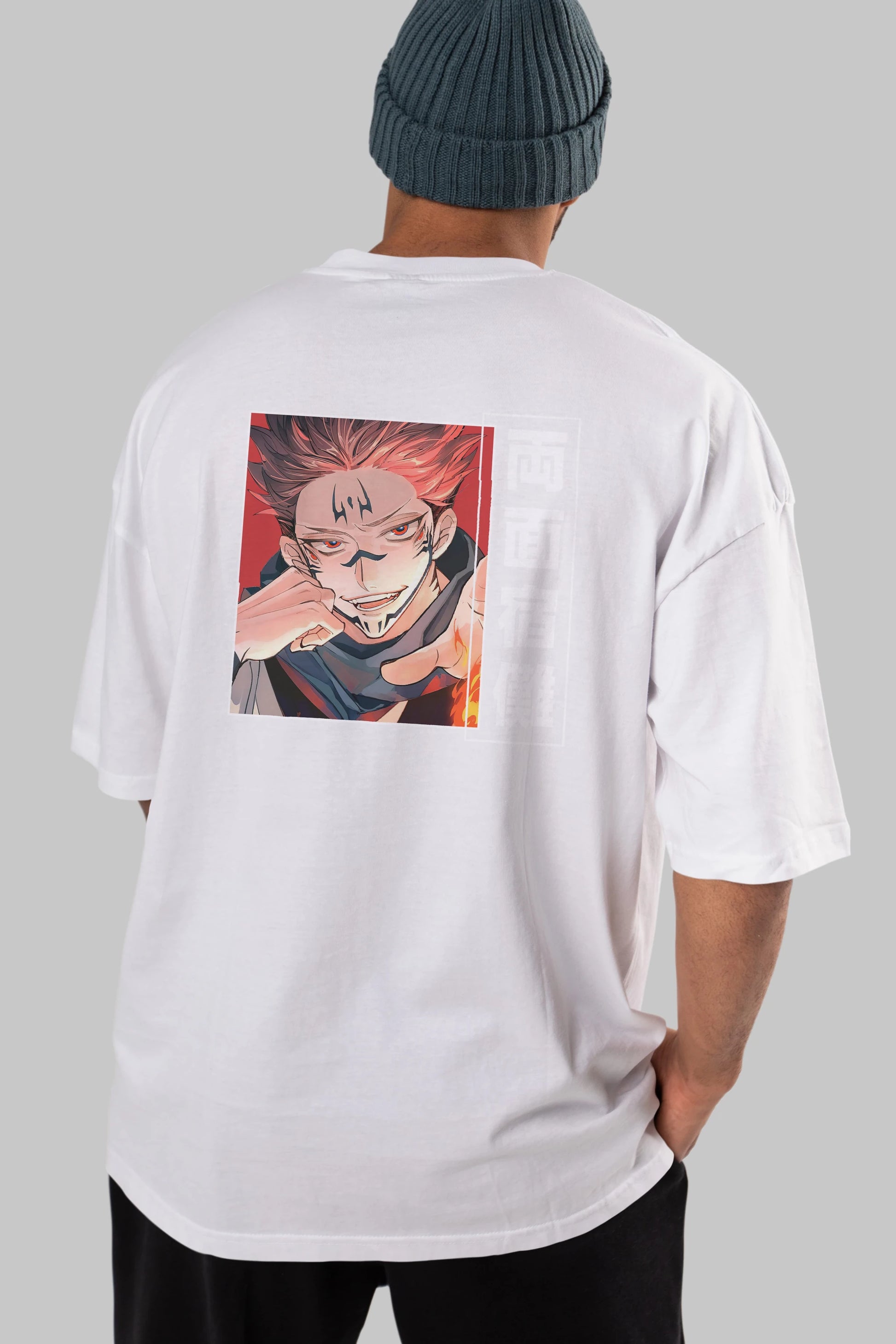 Sukuna Ryoumen 4 Anime Arka Baskılı Oversize t-shirt Erkek Kadın Unisex