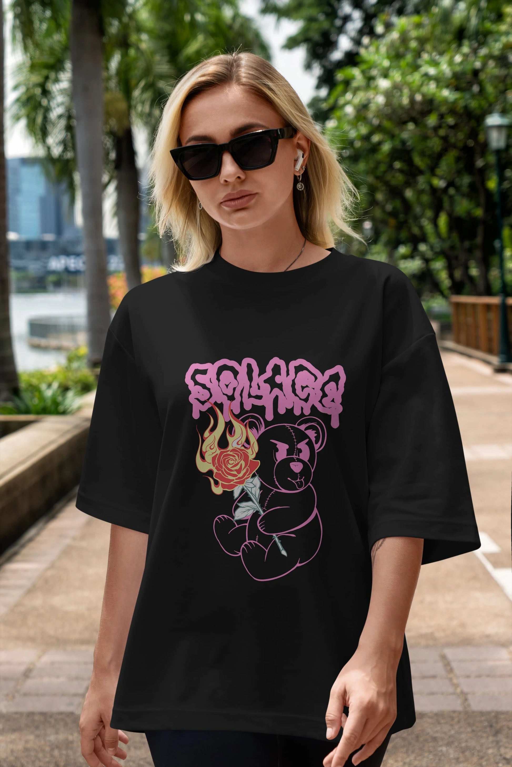 Solage Bear Ön Baskılı Oversize t-shirt Erkek Kadın Unisex