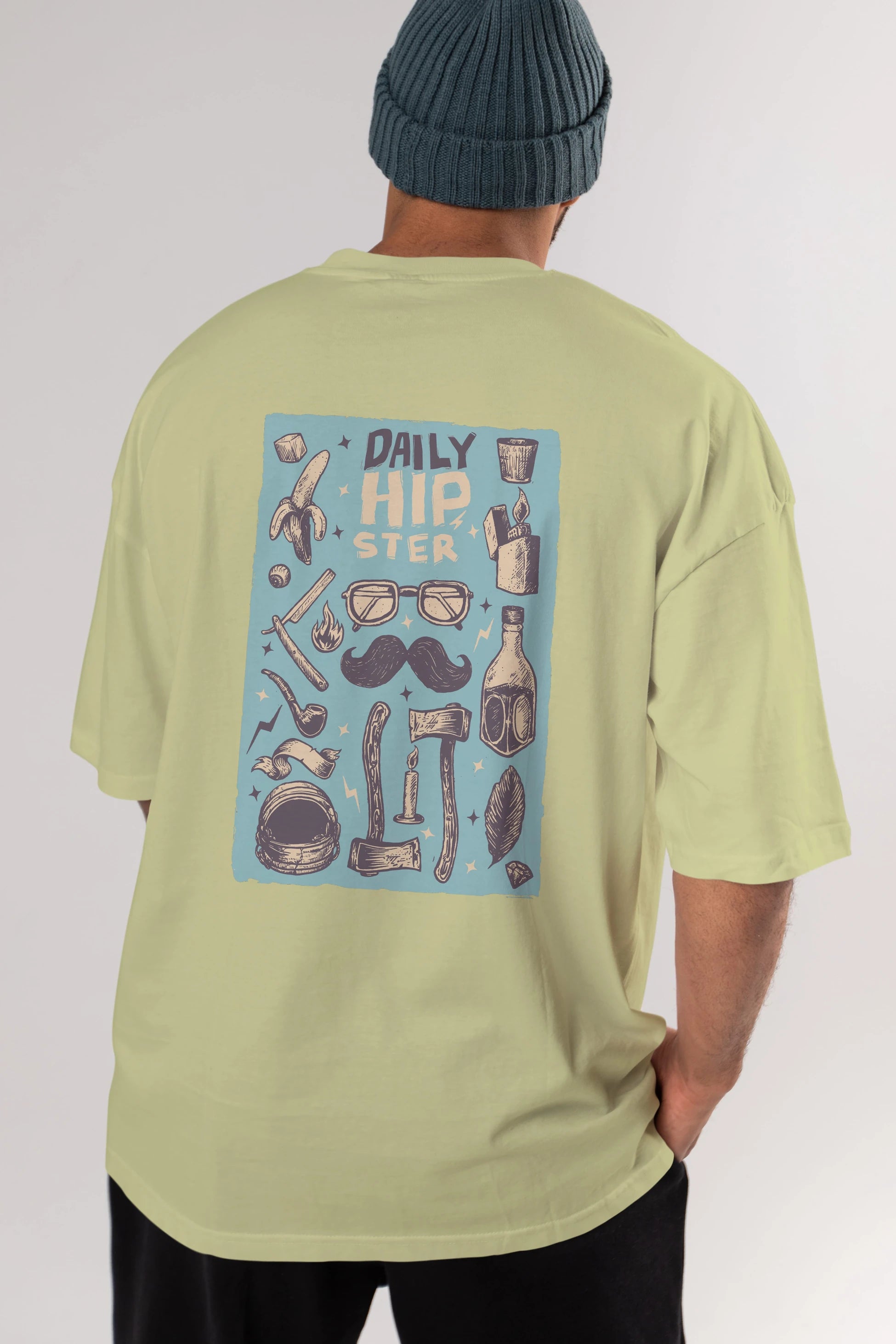 Hipster Arka Baskılı Oversize t-shirt Erkek Kadın Unisex %100 Pamuk