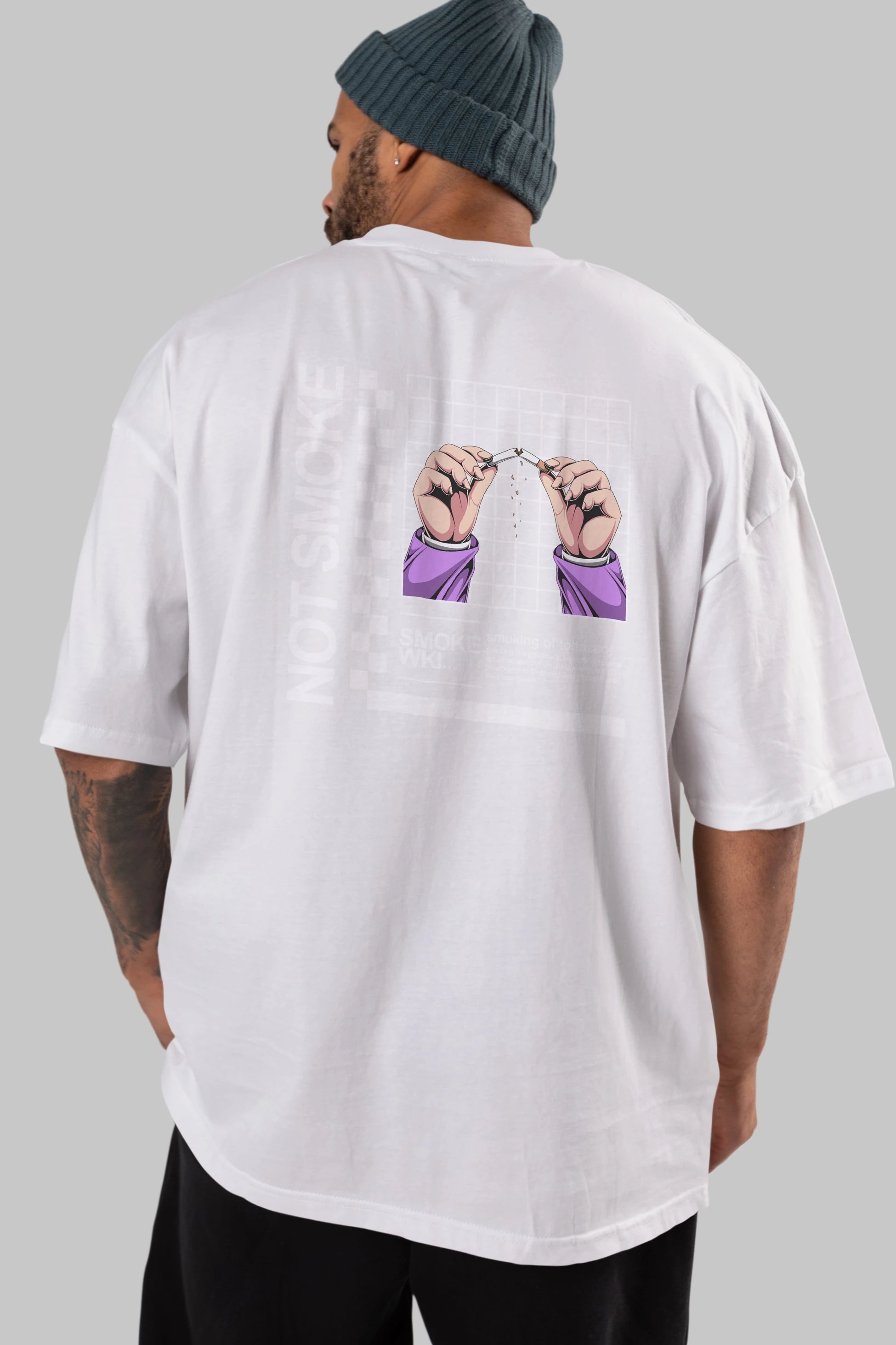 Not Smoke Arka Baskılı Oversize t-shirt Erkek Kadın Unisex