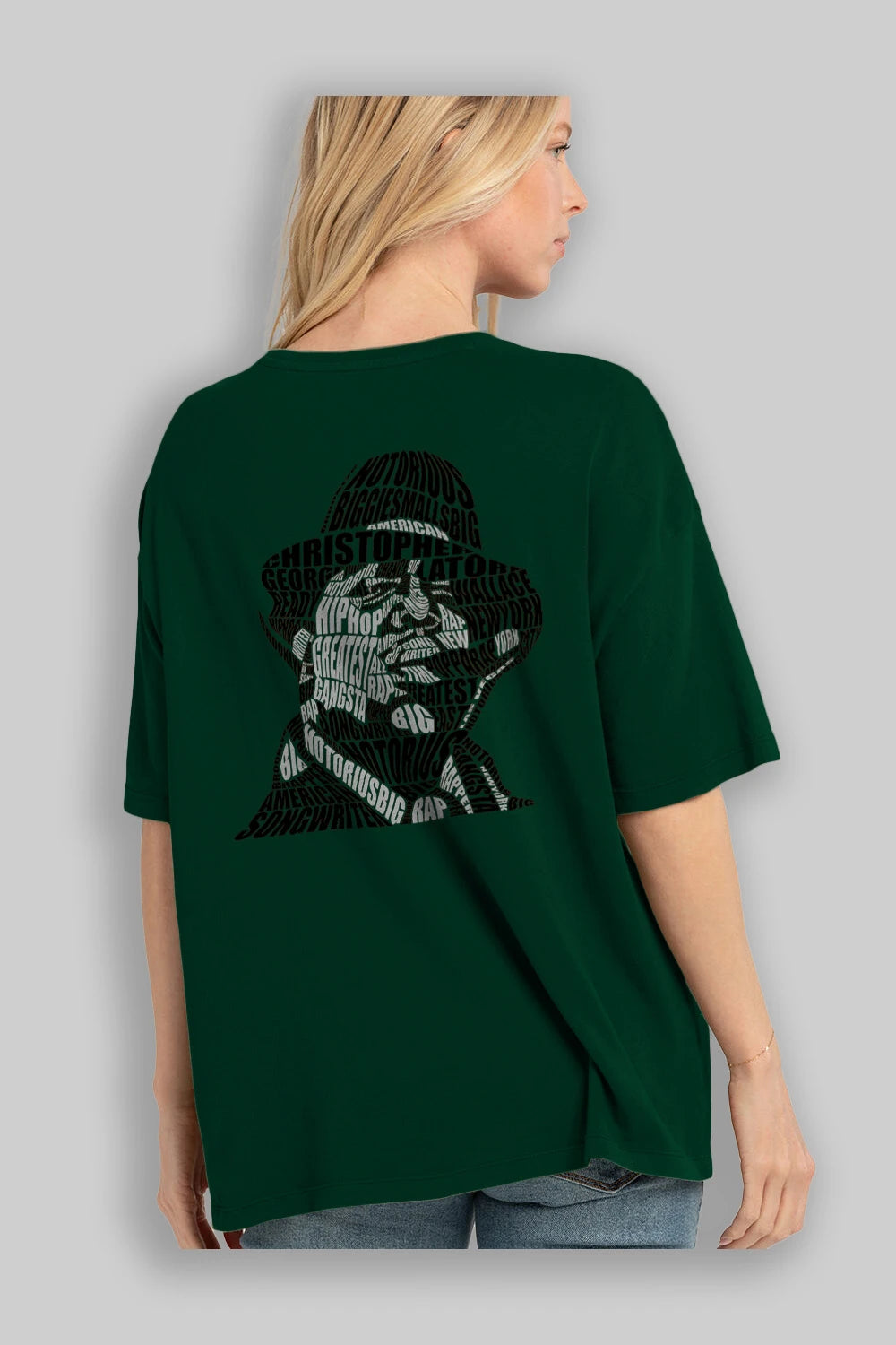 Notorious Big Calligram Arka Baskılı Oversize t-shirt %100 pamuk Erkek Kadın Unisex