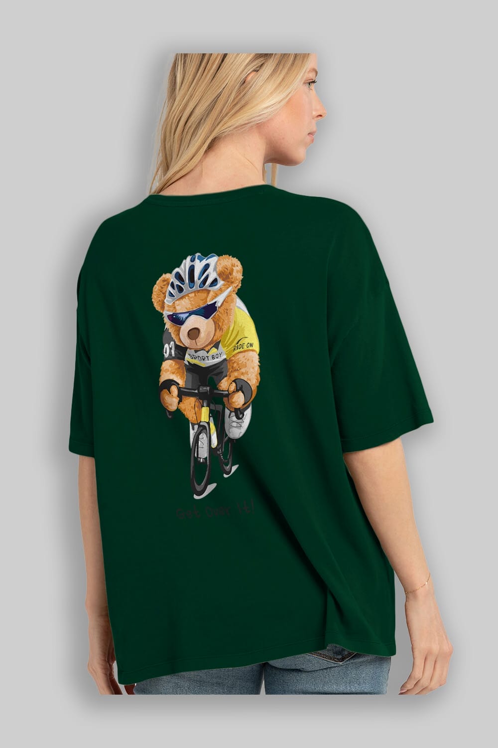 Teddy Bear Sport Boy Arka Baskılı Oversize t-shirt Erkek Kadın Unisex %100 Pamuk