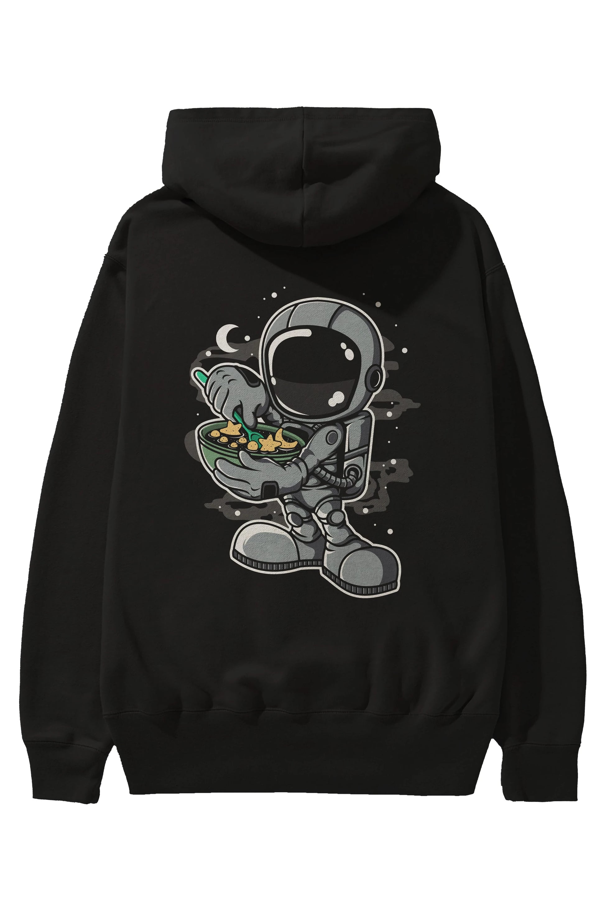 Astronaut Star Flakes Arka Baskılı Hoodie Oversize Kapüşonlu Sweatshirt Erkek Kadın Unisex