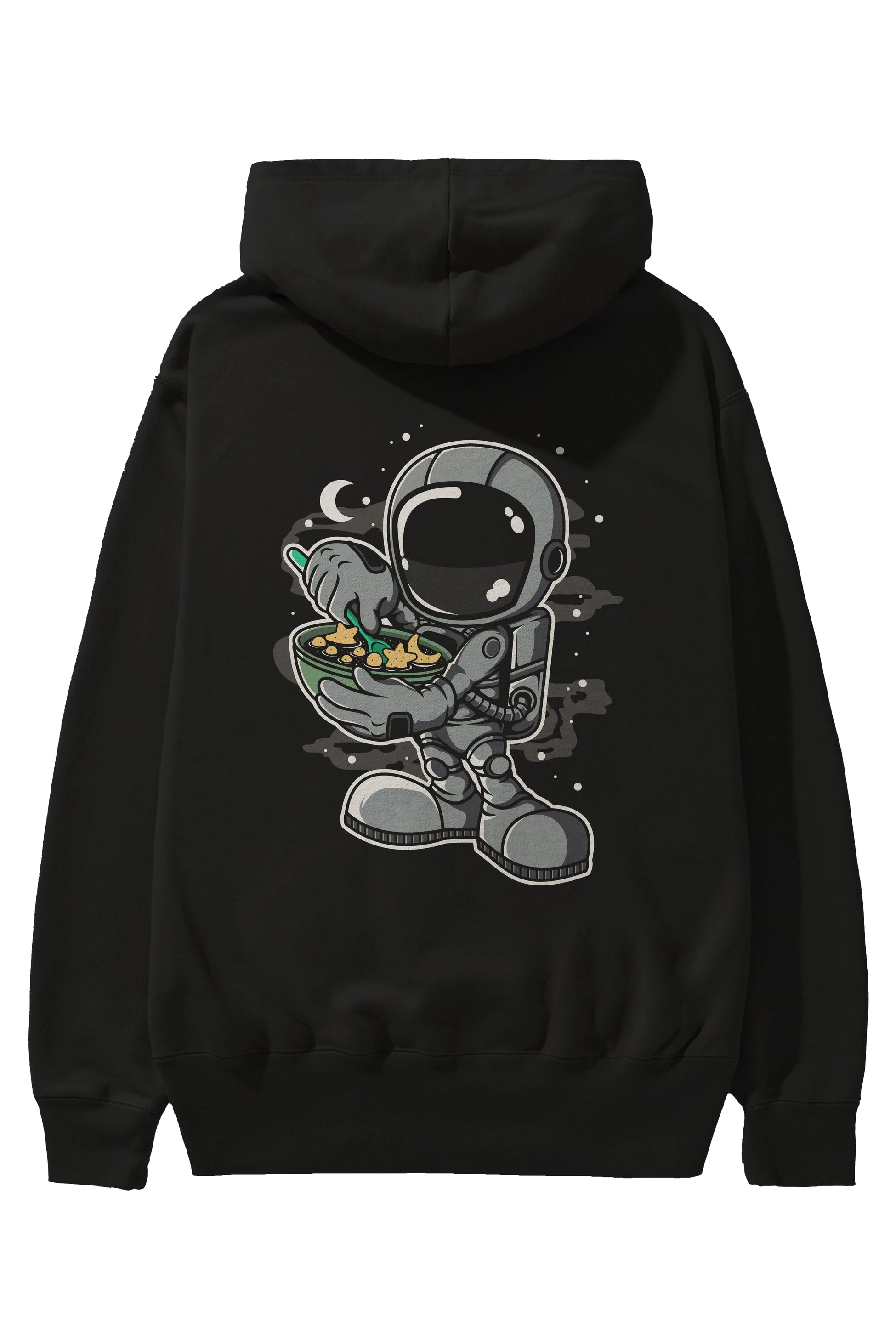 Astronaut Star Flakes Arka Baskılı Hoodie Oversize Kapüşonlu Sweatshirt Erkek Kadın Unisex