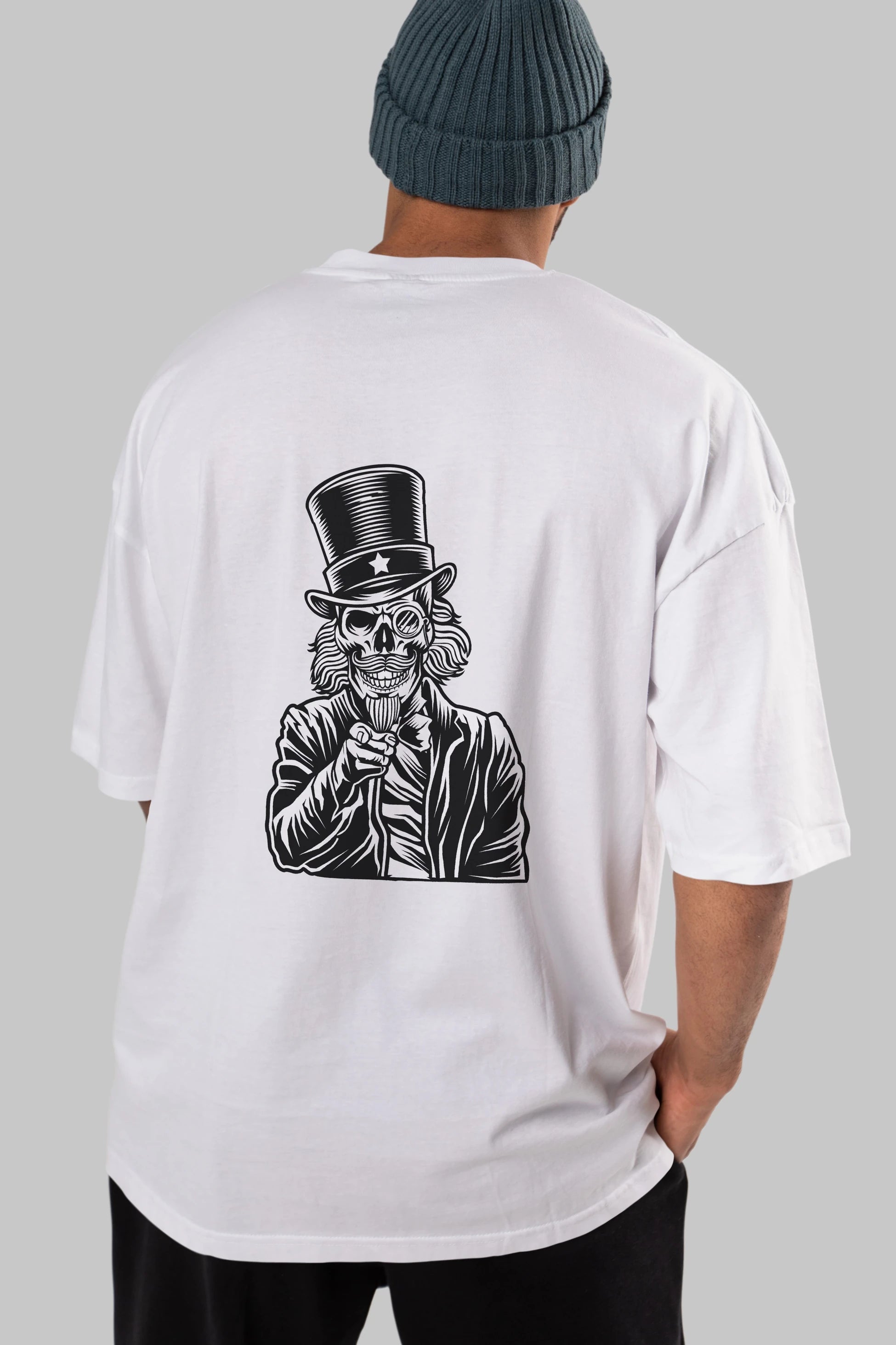 I Want You Skull Arka Baskılı Oversize t-shirt Erkek Kadın Unisex %100 Pamuk tişort