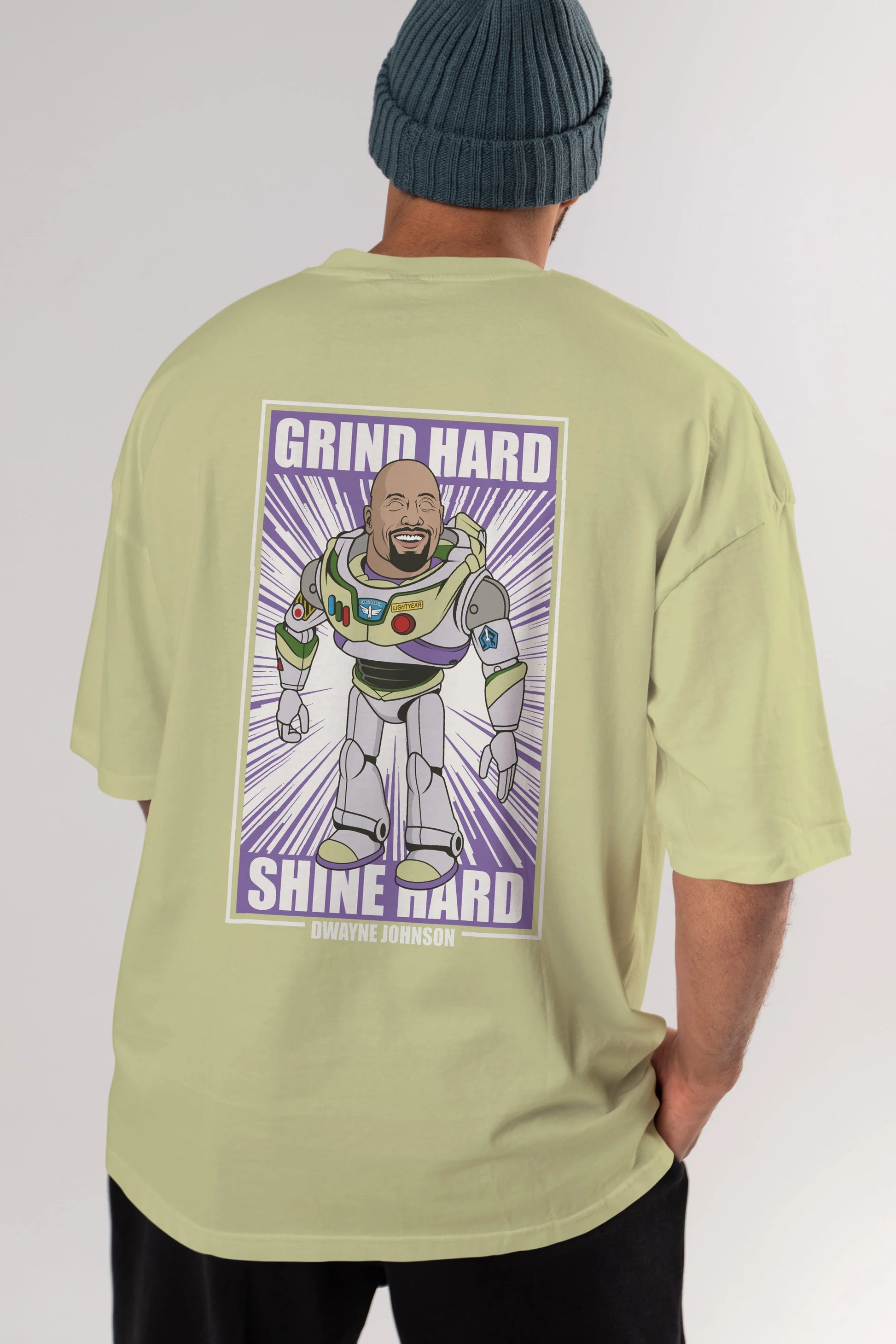 Dwayne Johnson Buzz Lightyear Arka Baskılı Oversize t-shirt Erkek Kadın Unisex %100 Pamuk tişort