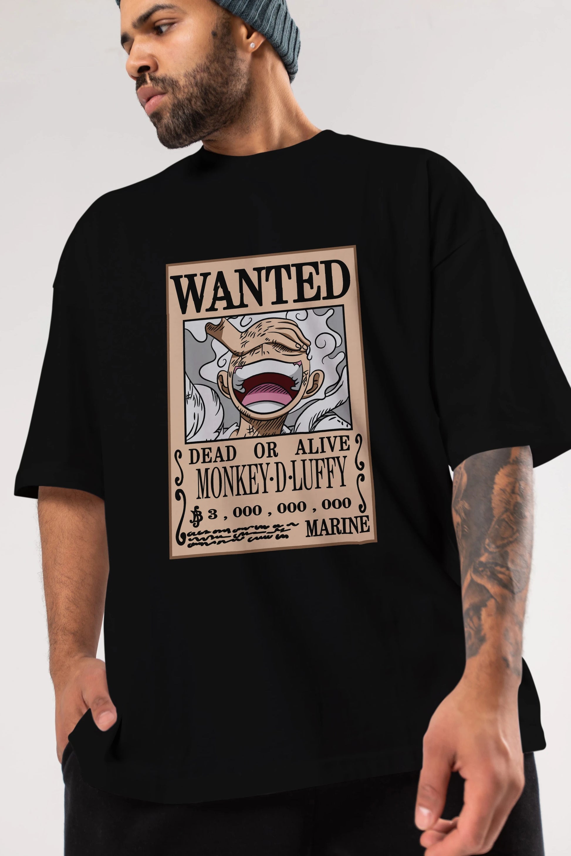 CARTEL LUFFY GEAR 5 Anime Ön Baskılı Oversize t-shirt %100 pamuk Erkek Kadın Unisex