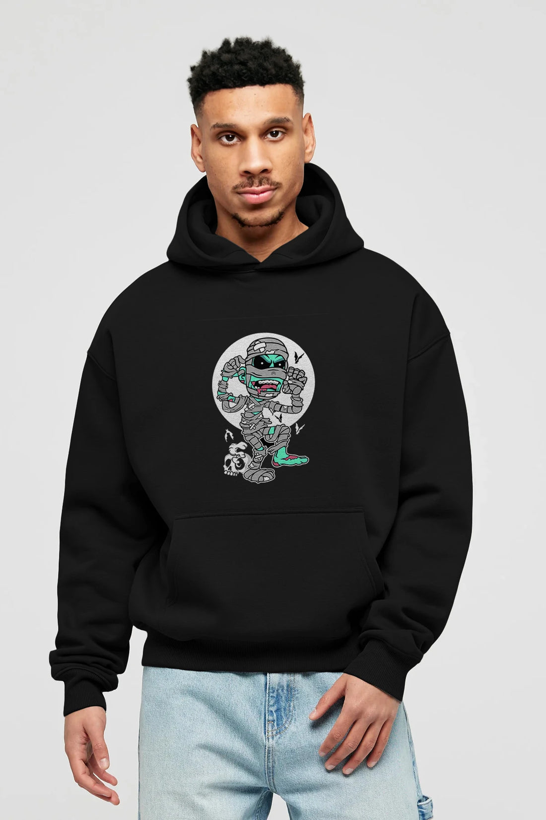 Mummy Ön Baskılı Hoodie Oversize Kapüşonlu Sweatshirt Erkek Kadın Unisex