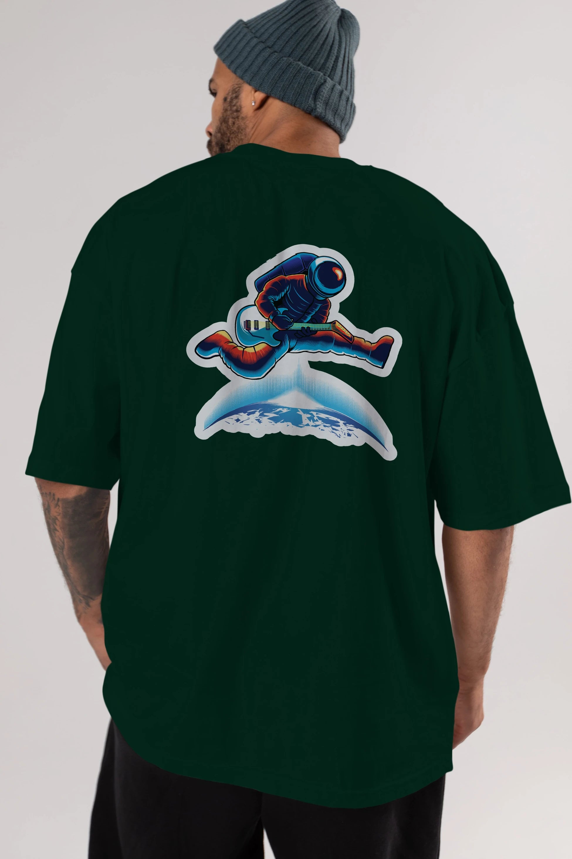 Astroguitar Sticker Arka Baskılı Oversize t-shirt Erkek Kadın Unisex