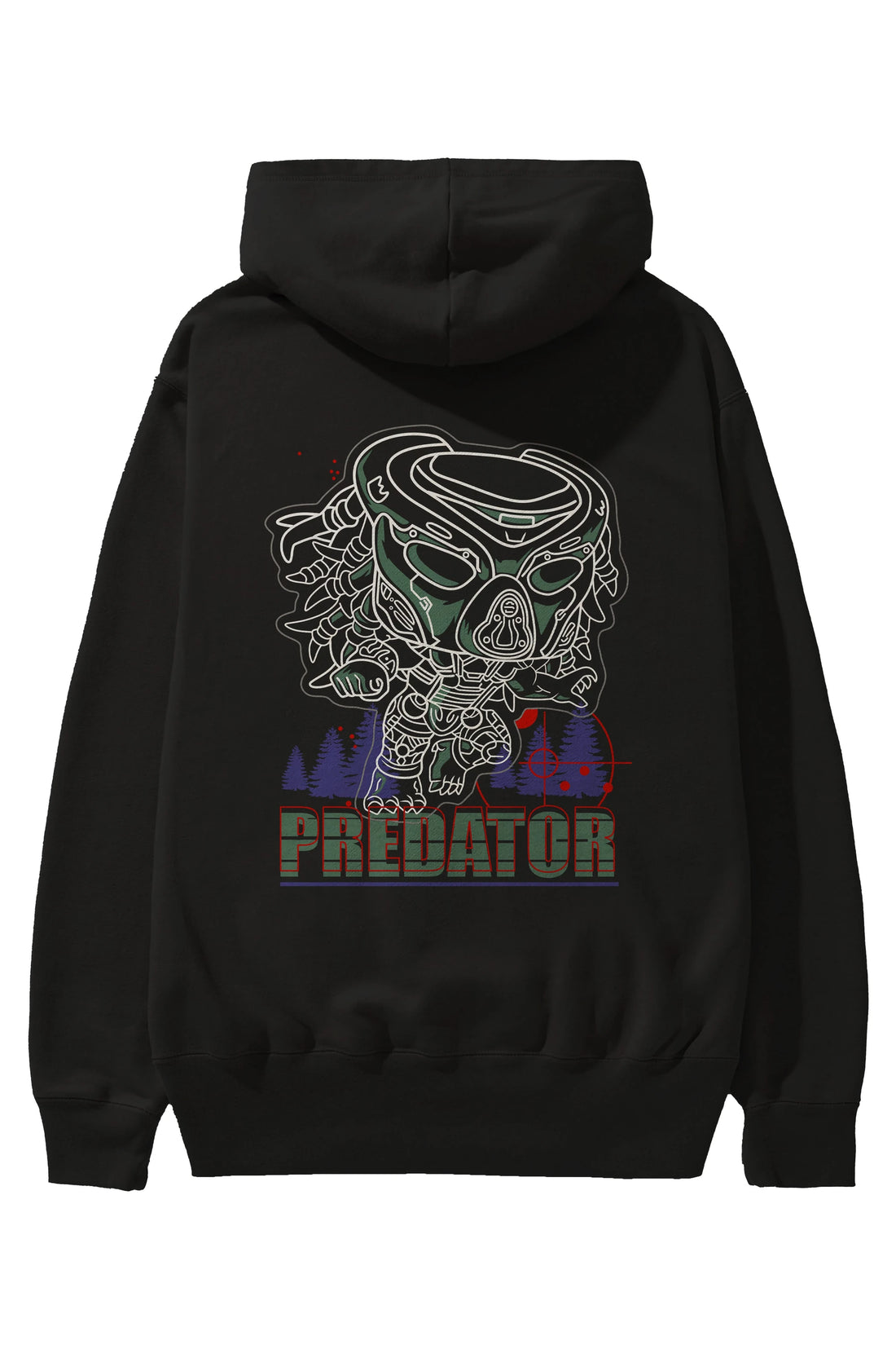 Predator Arka Baskılı Hoodie Oversize Kapüşonlu Sweatshirt Erkek Kadın Unisex