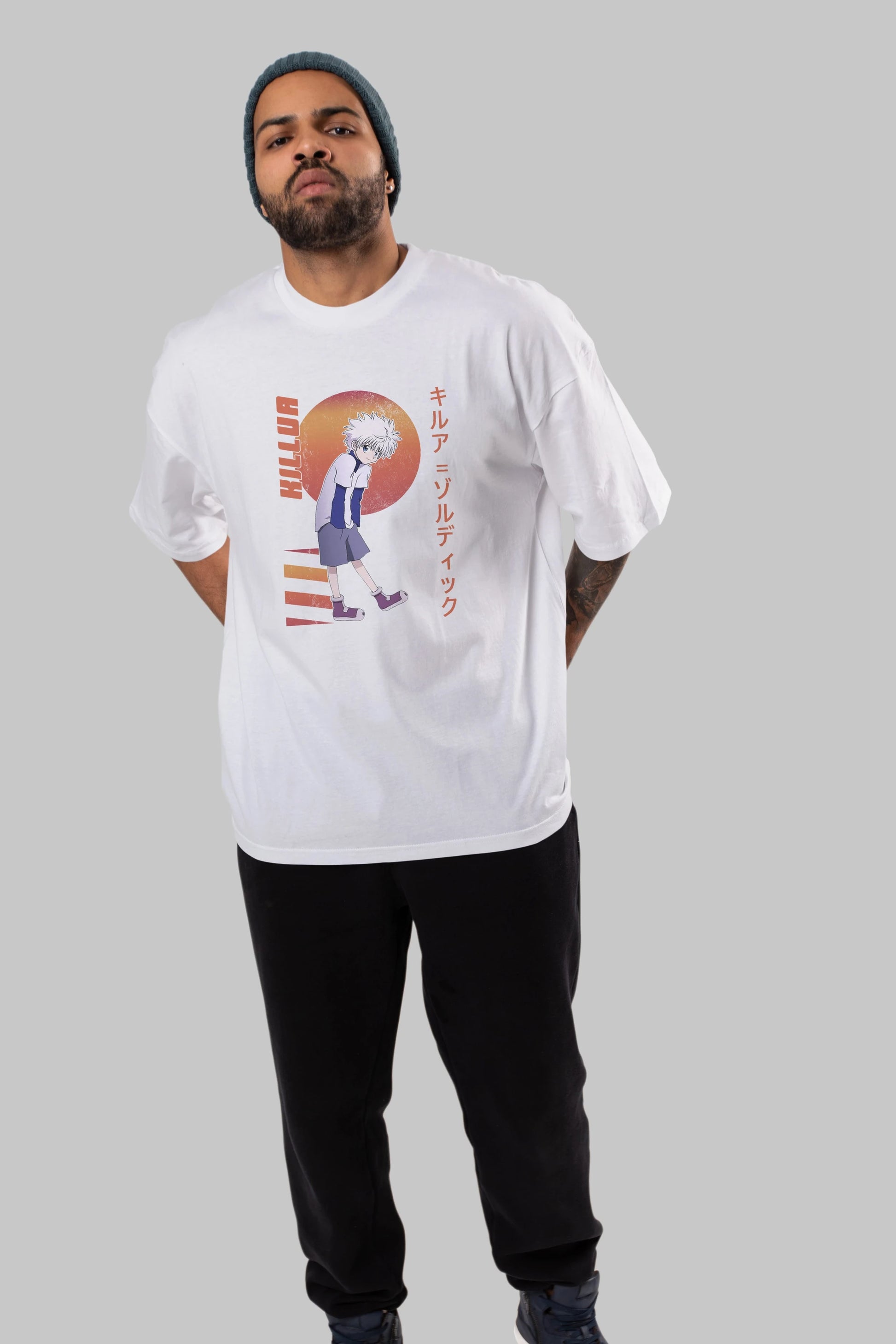 Killua Zoldyck 5 2 Anime Ön Baskılı Oversize t-shirt %100 pamuk Erkek Kadın Unisex