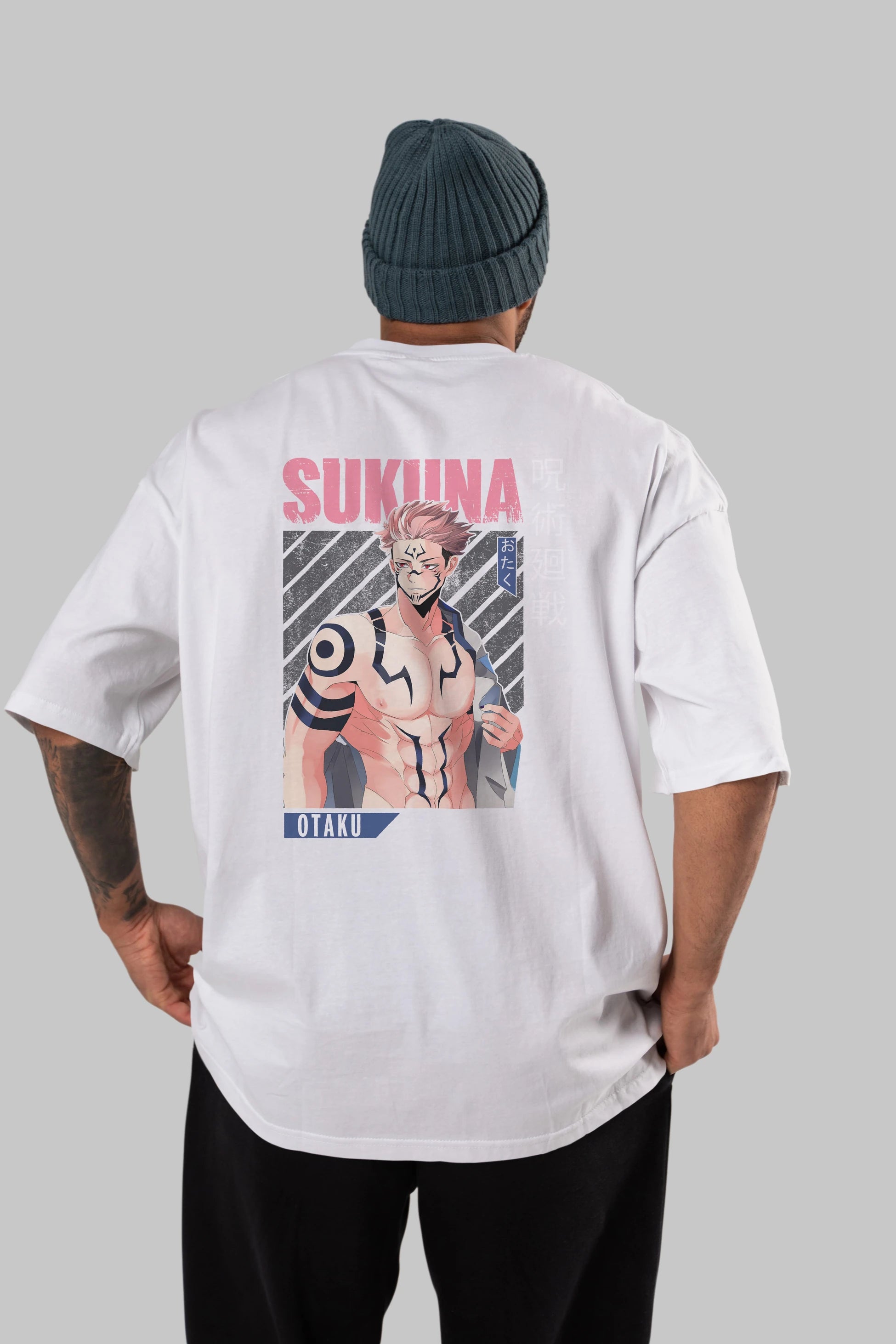 Sukuna Ryoumen 1 Anime Arka Baskılı Oversize t-shirt Erkek Kadın Unisex