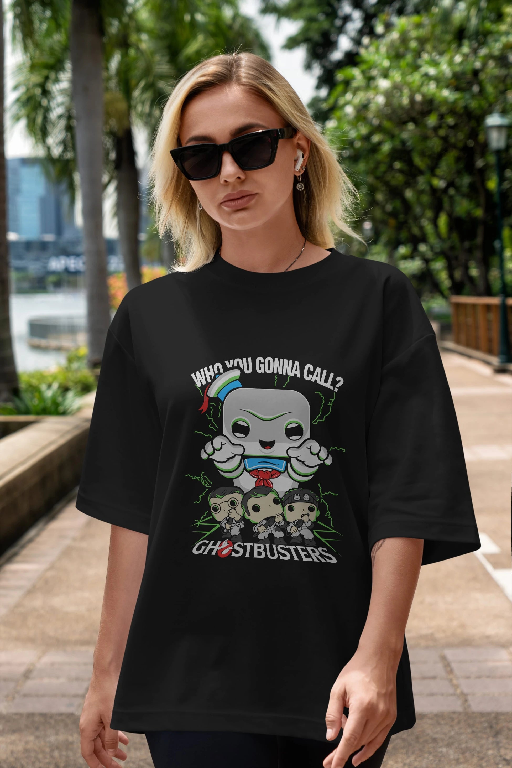 Ghostbusters Ön Baskılı Oversize t-shirt Erkek Kadın Unisex %100 Pamuk Bisiklet Yaka tişort