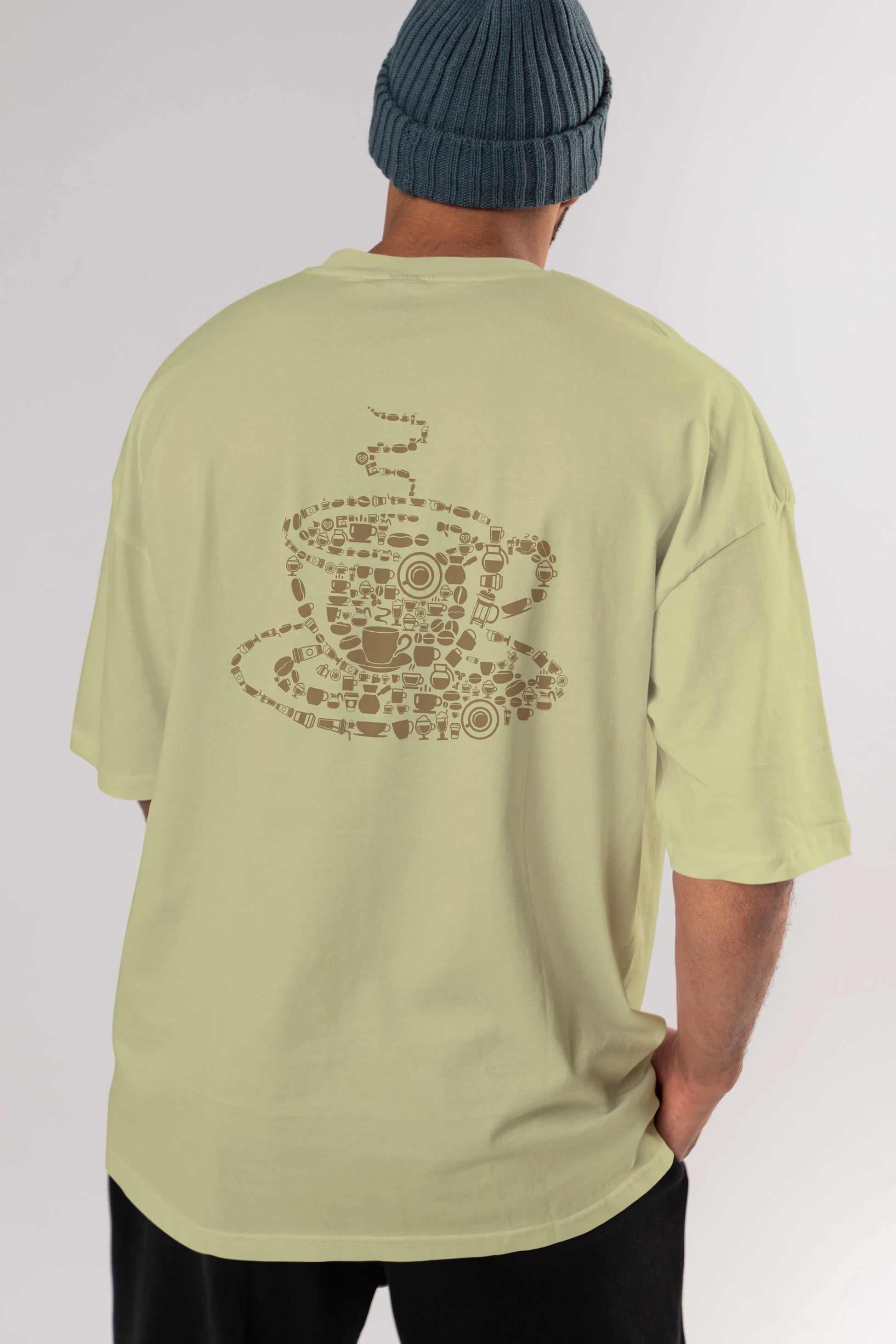 Coffee Arka Baskılı Oversize t-shirt %100 pamuk Erkek Kadın Unisex