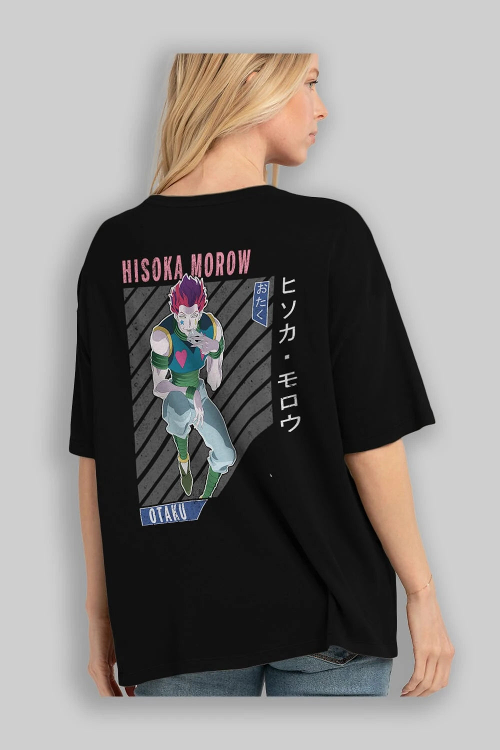 Hisoka Morow 2 2 Anime Arka Baskılı Oversize t-shirt Erkek Kadın Unisex
