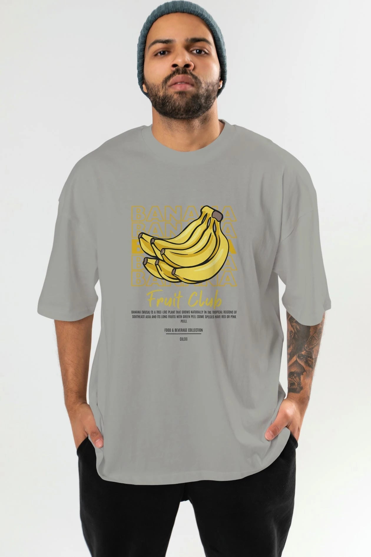 Banana Ön Baskılı Oversize t-shirt Erkek Kadın Pamuk Bisiklet Yaka tişort
