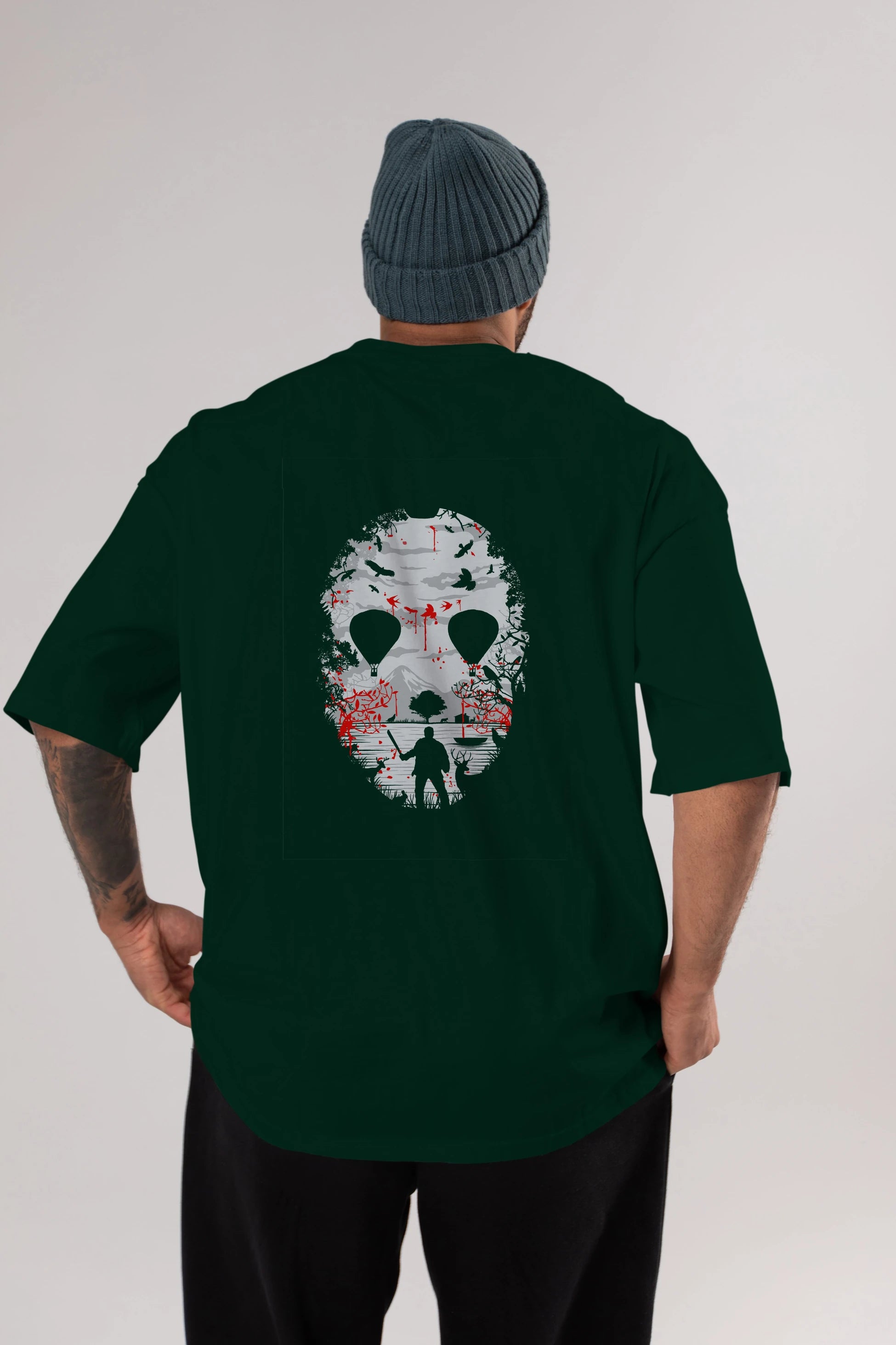 Crystal Lake Arka Baskılı Oversize t-shirt %100 pamuk Erkek Kadın Unisex