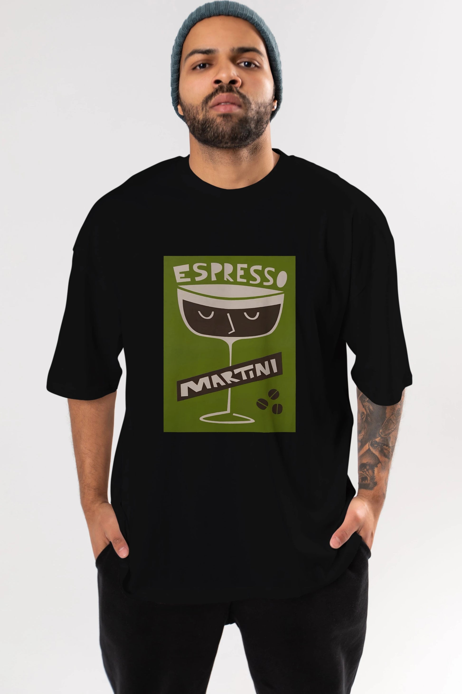 Espresso Martini 2 Ön Baskılı Oversize t-shirt Erkek Kadın Unisex %100 Pamuk Bisiklet Yaka tişort