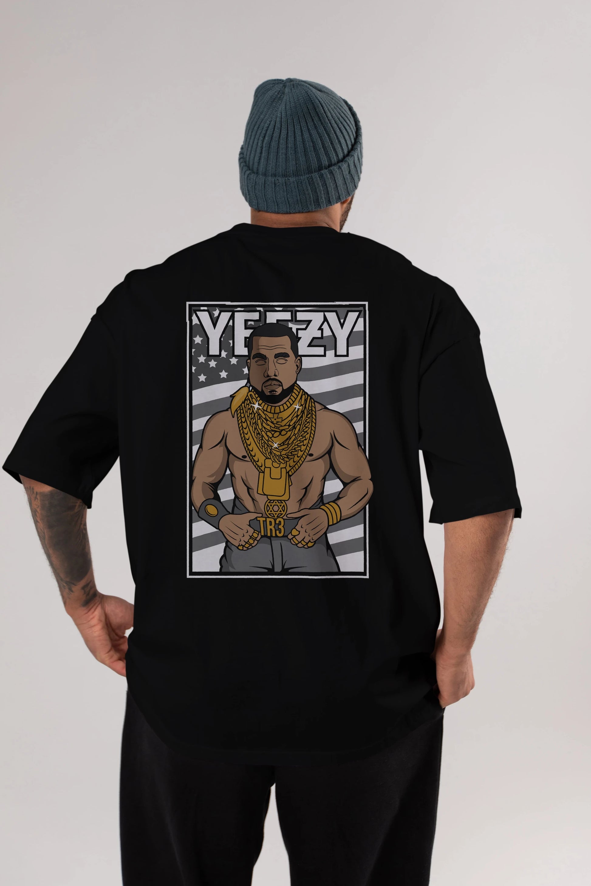 Mr.T Arka Baskılı Oversize t-shirt Erkek Kadın Unisex %100 Pamuk tişort
