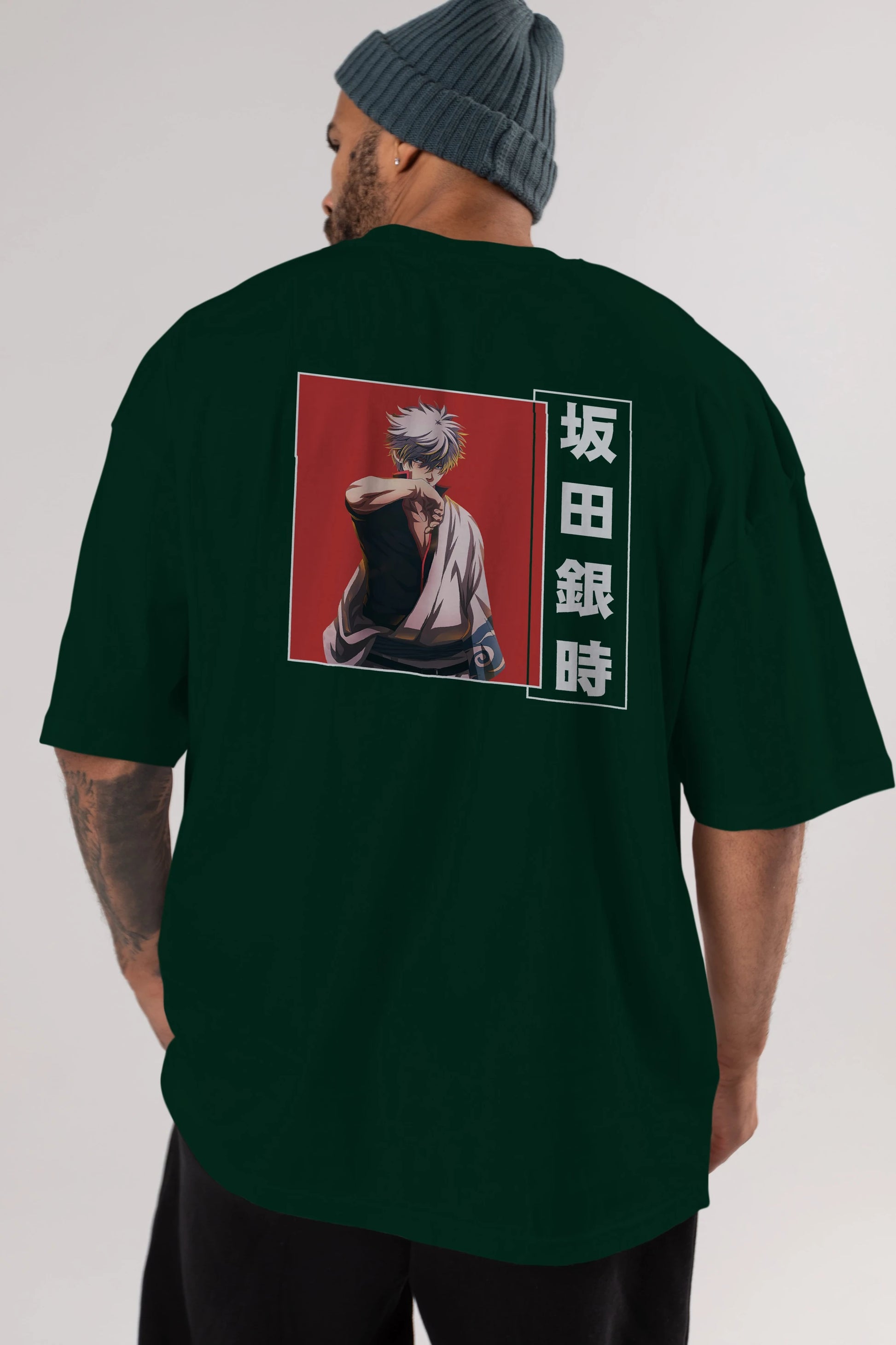 Gintoki Sakata GINTAMA 1 Anime Arka Baskılı Oversize t-shirt Erkek Kadın Unisex
