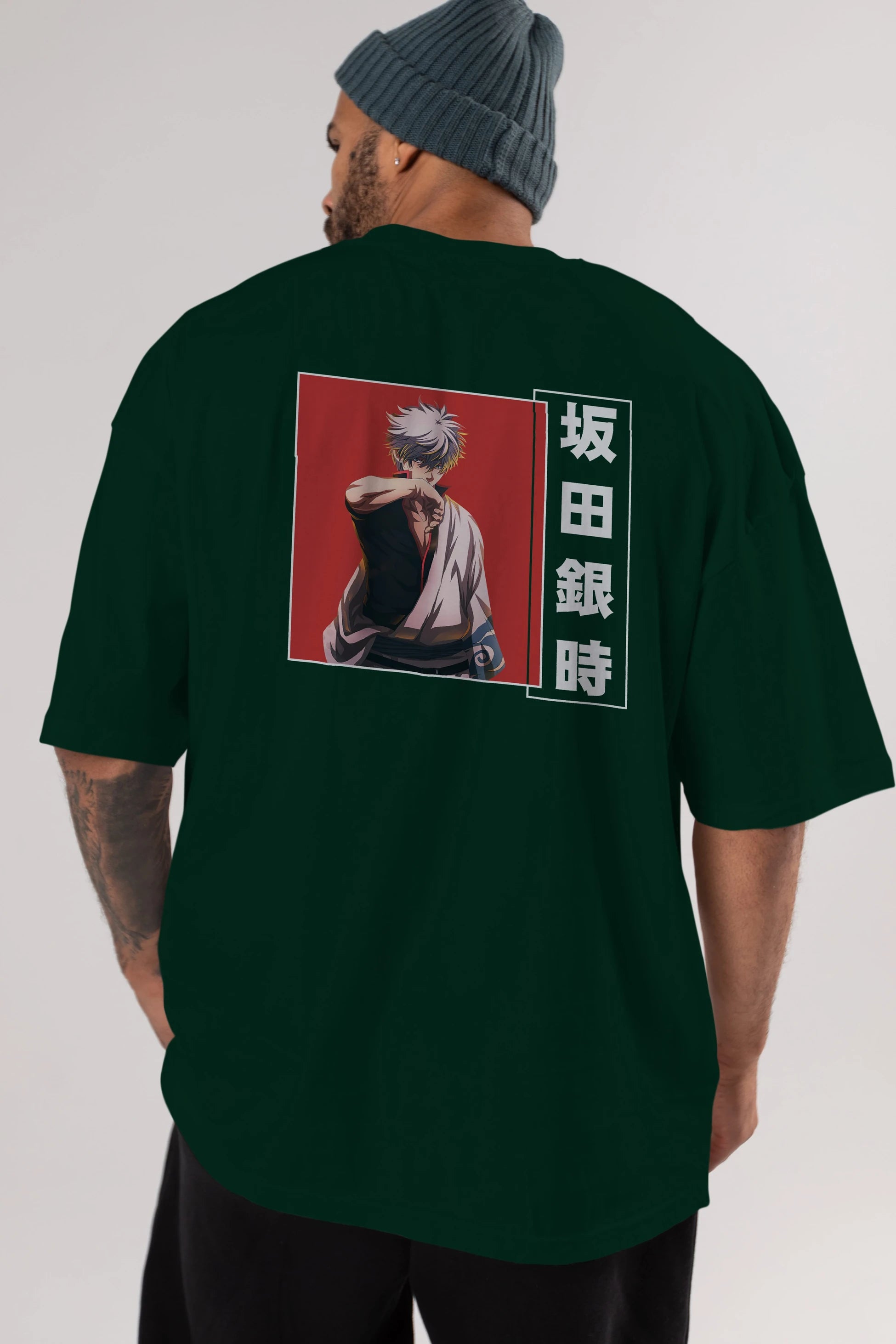 Gintoki Sakata GINTAMA 1 Anime Arka Baskılı Oversize t-shirt Erkek Kadın Unisex