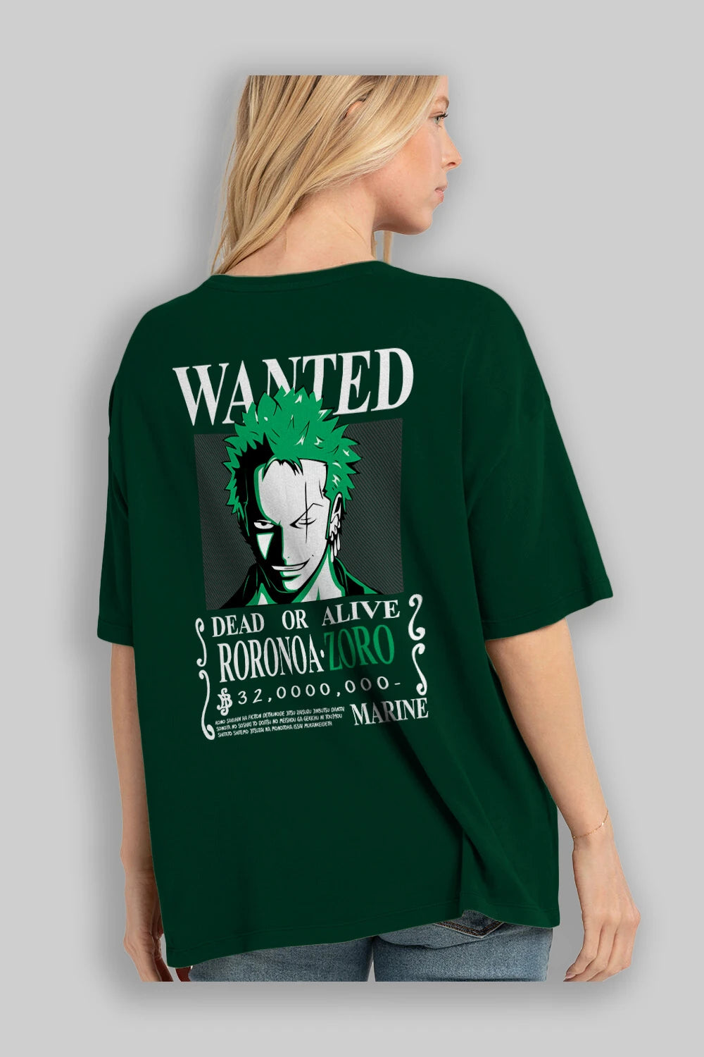 Roronoa Zoro Anime Arka Baskılı Oversize t-shirt Erkek Kadın Unisex %100 pamuk tişort