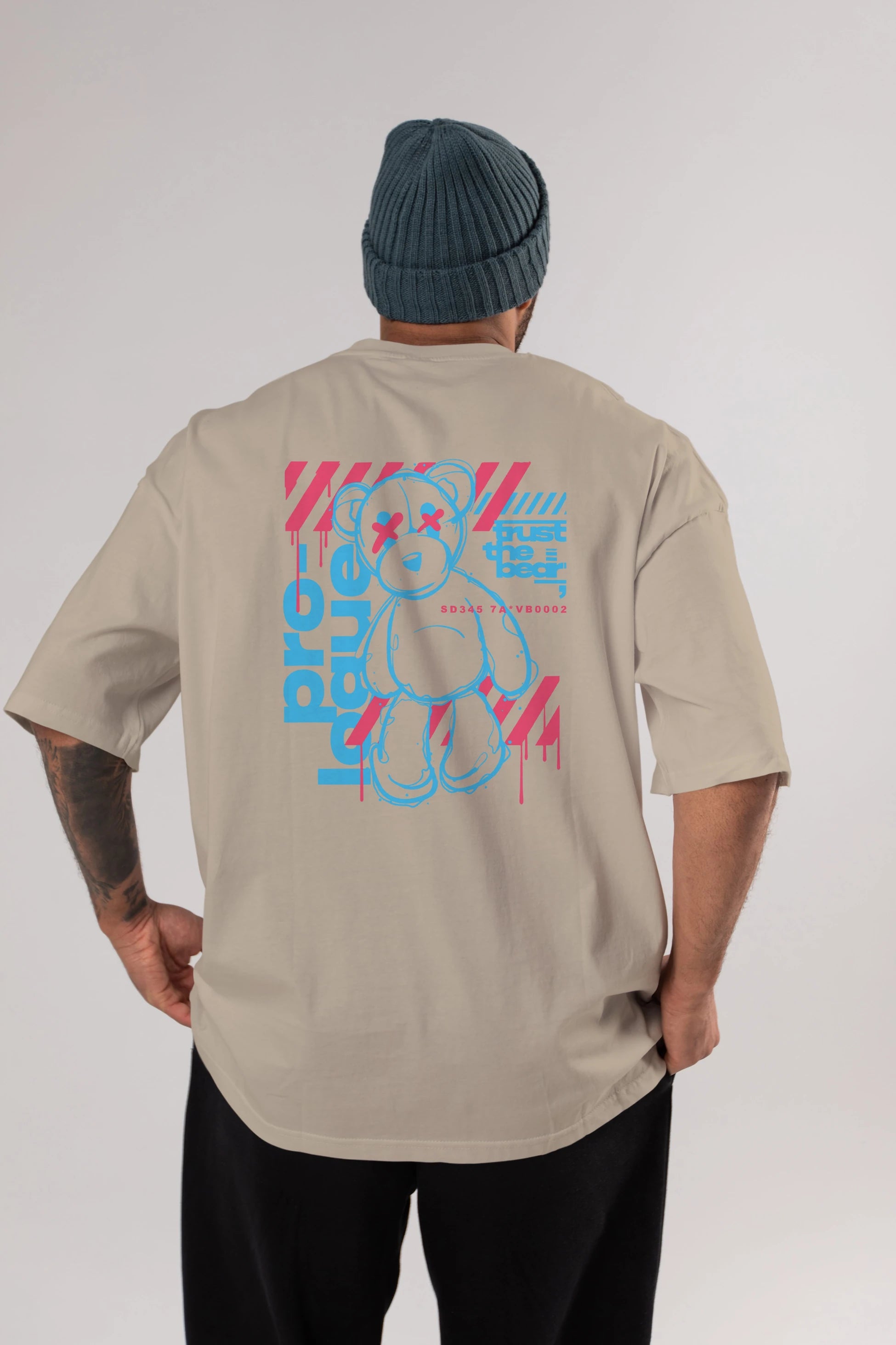 Trust The Bear Arka Baskılı Oversize t-shirt Erkek Kadın Unisex