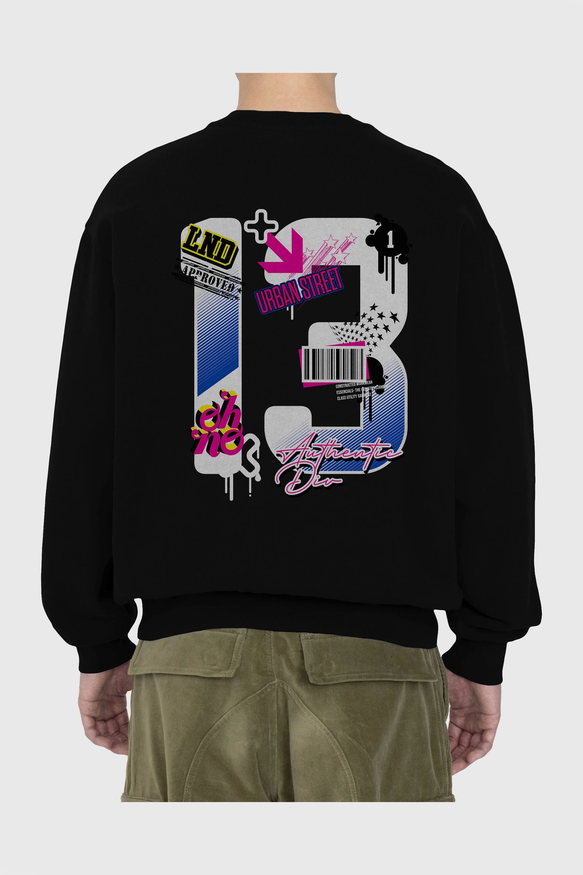 Urban Street 13 Arka Baskılı Oversize Sweatshirt Erkek Kadın Unisex