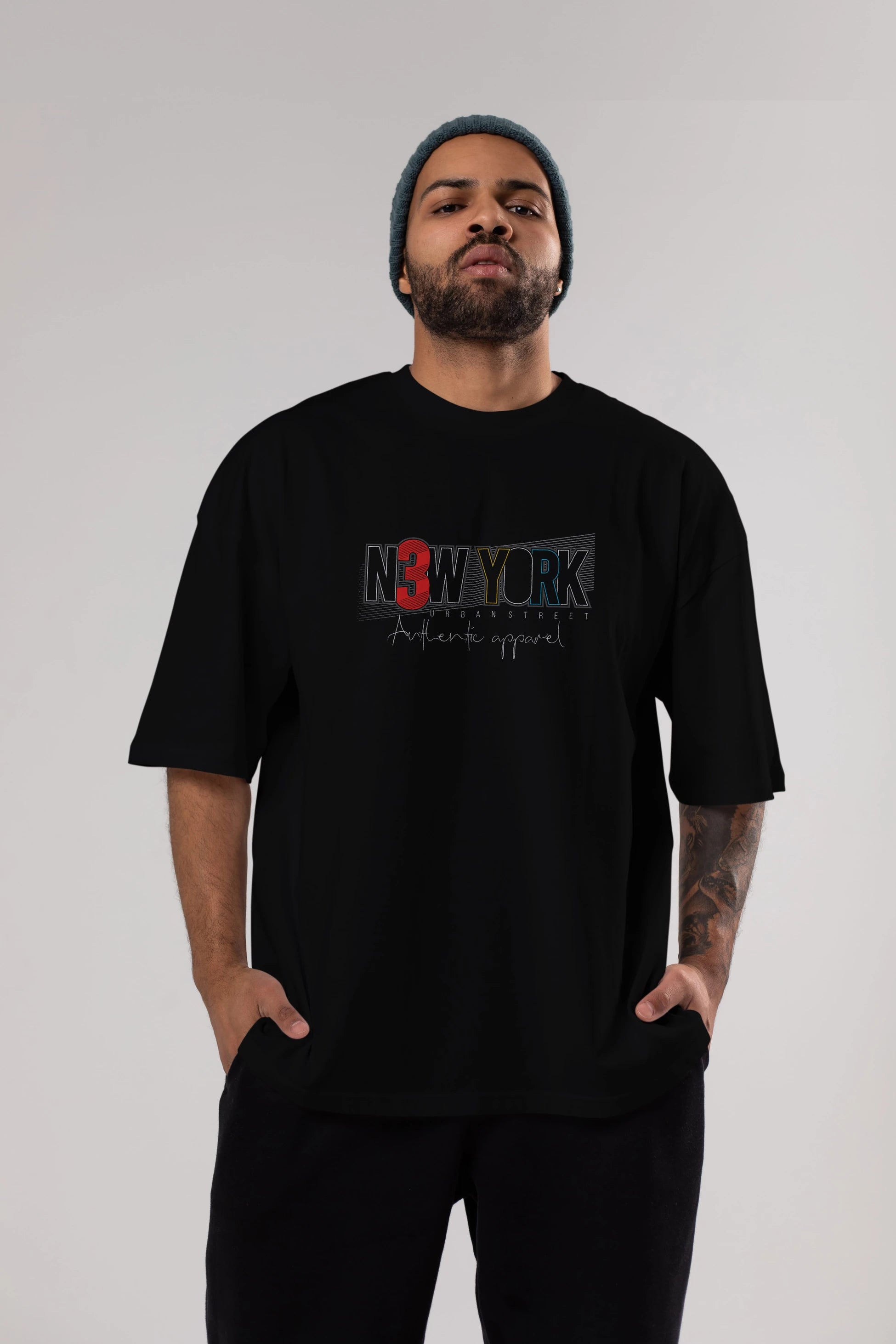 New York Ön Baskılı Oversize t-shirt Erkek Kadın Unisex