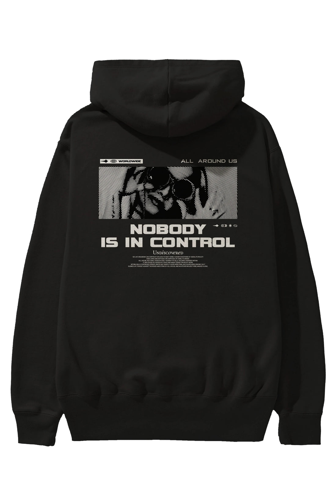 Nobody is in Control Arka Baskılı Hoodie Oversize Kapüşonlu Sweatshirt Erkek Kadın Unisex