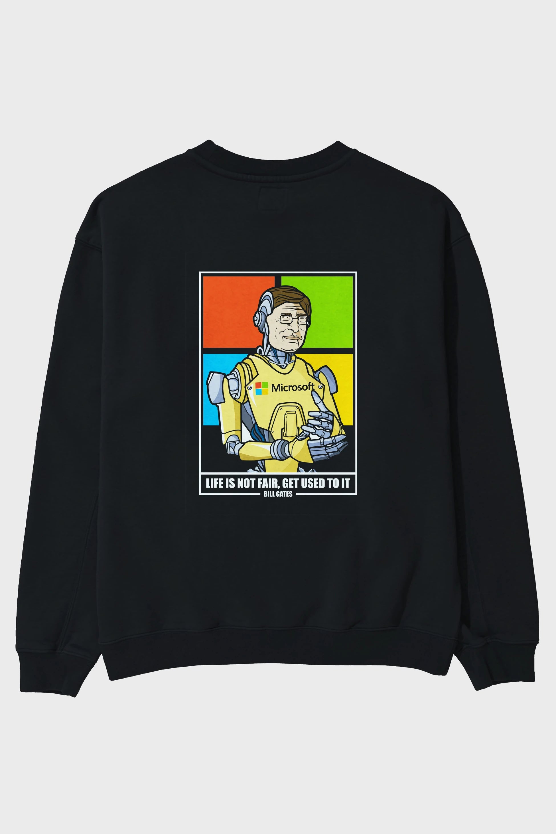 Bill Gates Robot Human Arka Baskılı Oversize Sweatshirt Erkek Kadın Unisex
