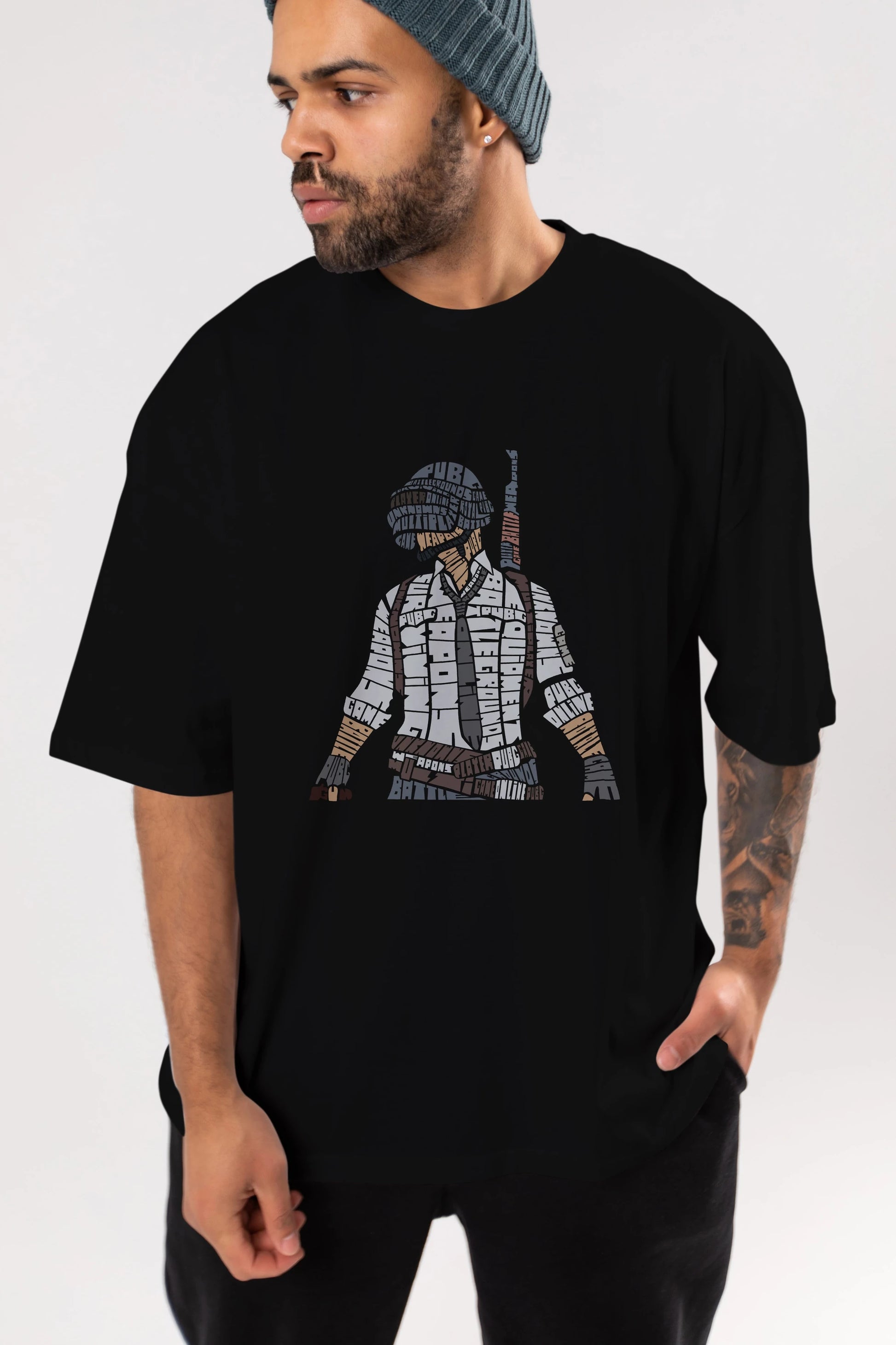 Pubg Ön Baskılı Oversize t-shirt %100 pamuk Erkek Kadın Unisex