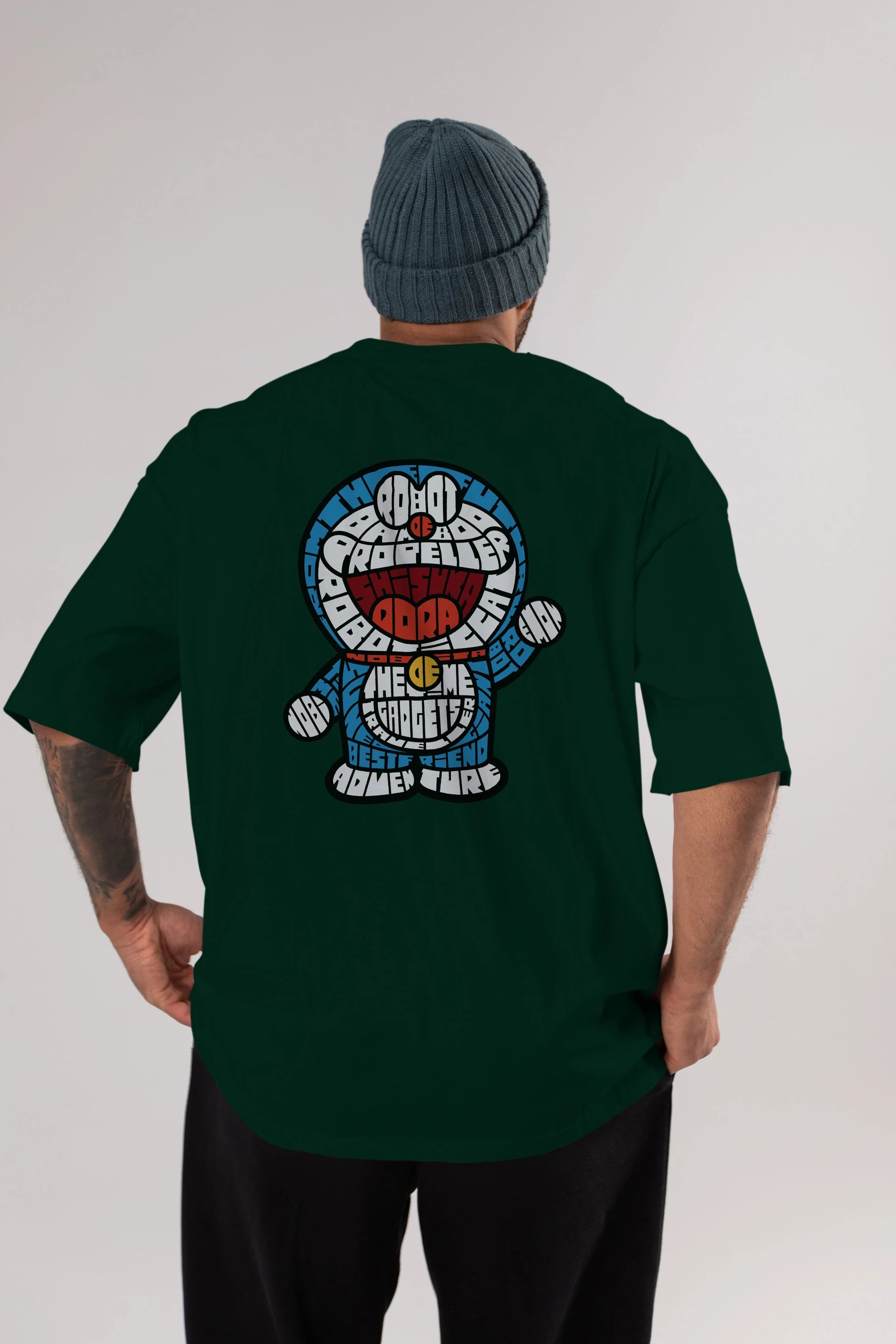 Robotic cat Arka Baskılı Oversize t-shirt %100 pamuk Erkek Kadın Unisex
