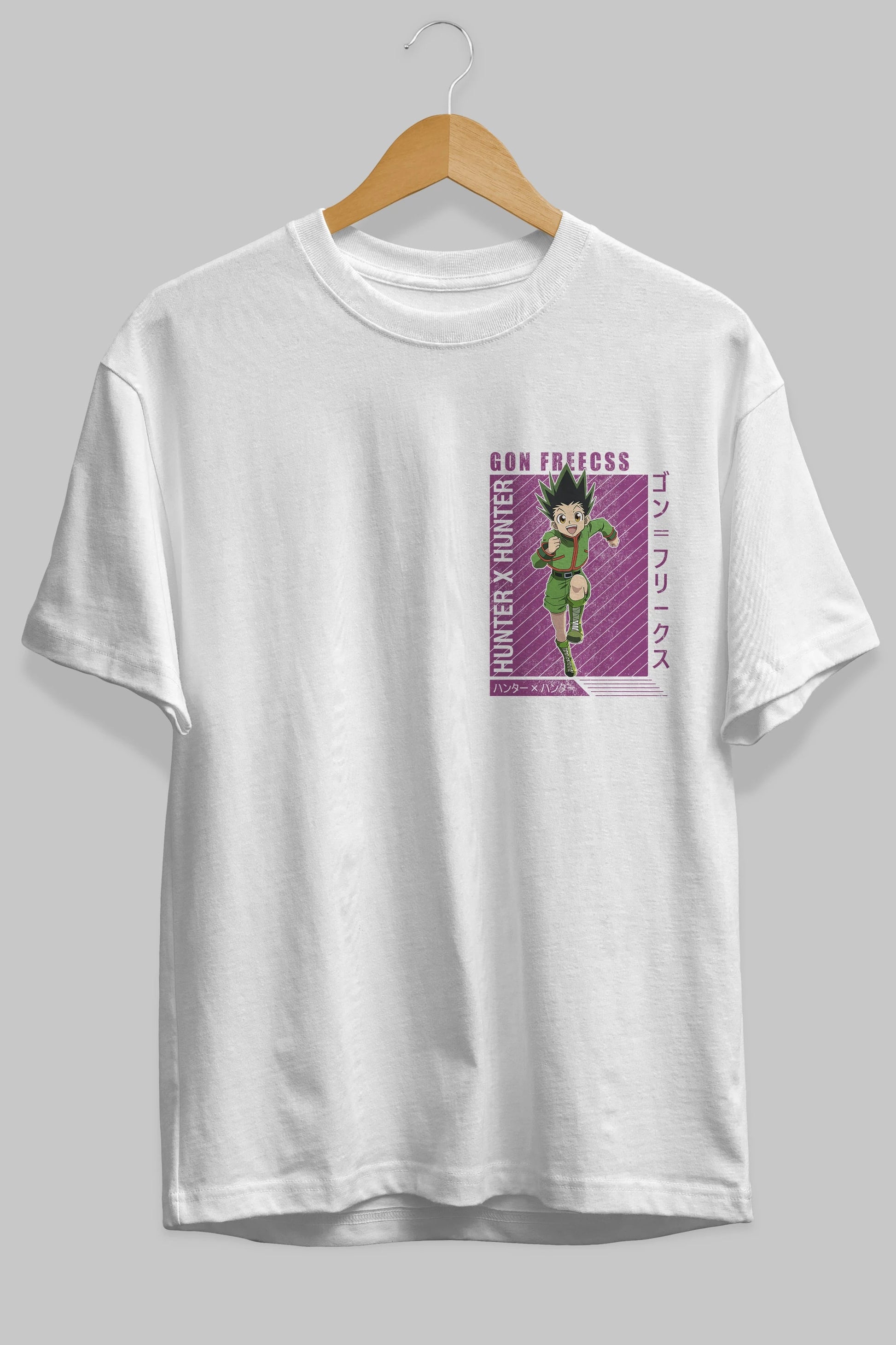 Gon Freecss HUNTER X HUNTER 3 Ön Sol Baskılı Oversize t-shirt Erkek Kadın Unisex %100 Pamuk Bisiklet Yaka tişort