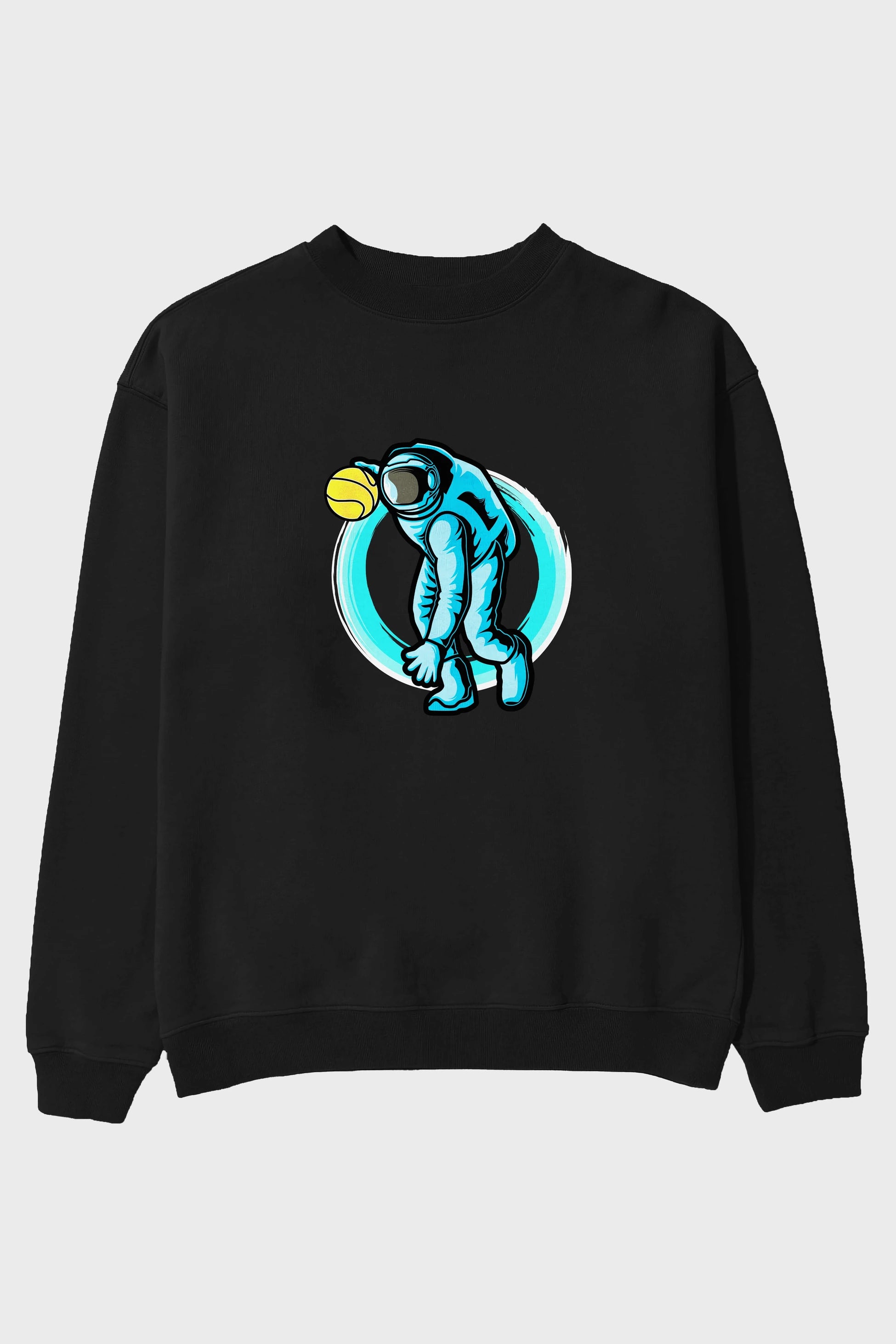 Astronaut Dribble Ön Baskılı Oversize Sweatshirt Erkek Kadın Unisex