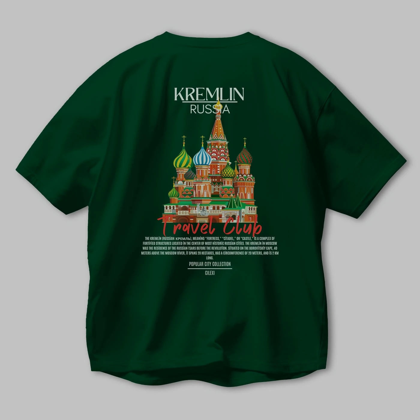 Kremlin Russia Arka Baskılı Oversize t-shirt Erkek Kadın Pamuk Bisiklet Yaka tişort
