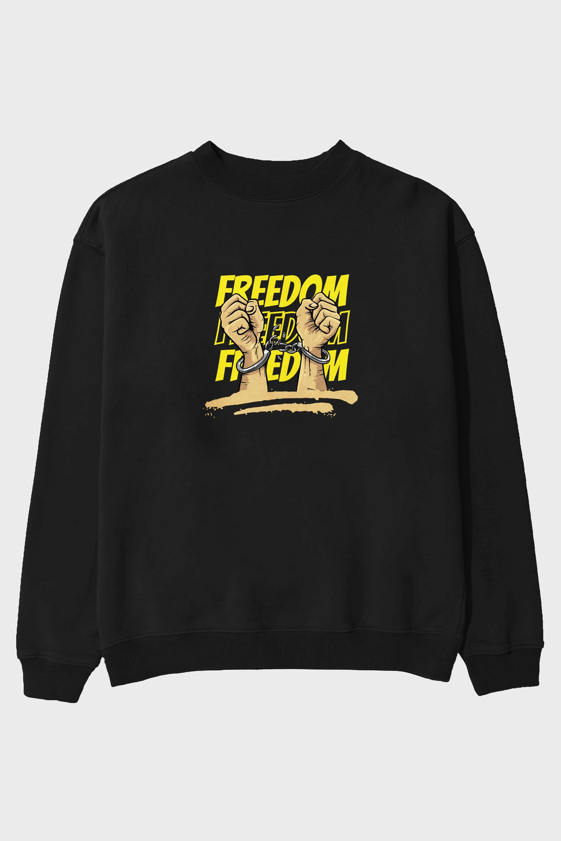 Freedom Yazılı Ön Baskılı Oversize Sweatshirt Erkek Kadın Unisex