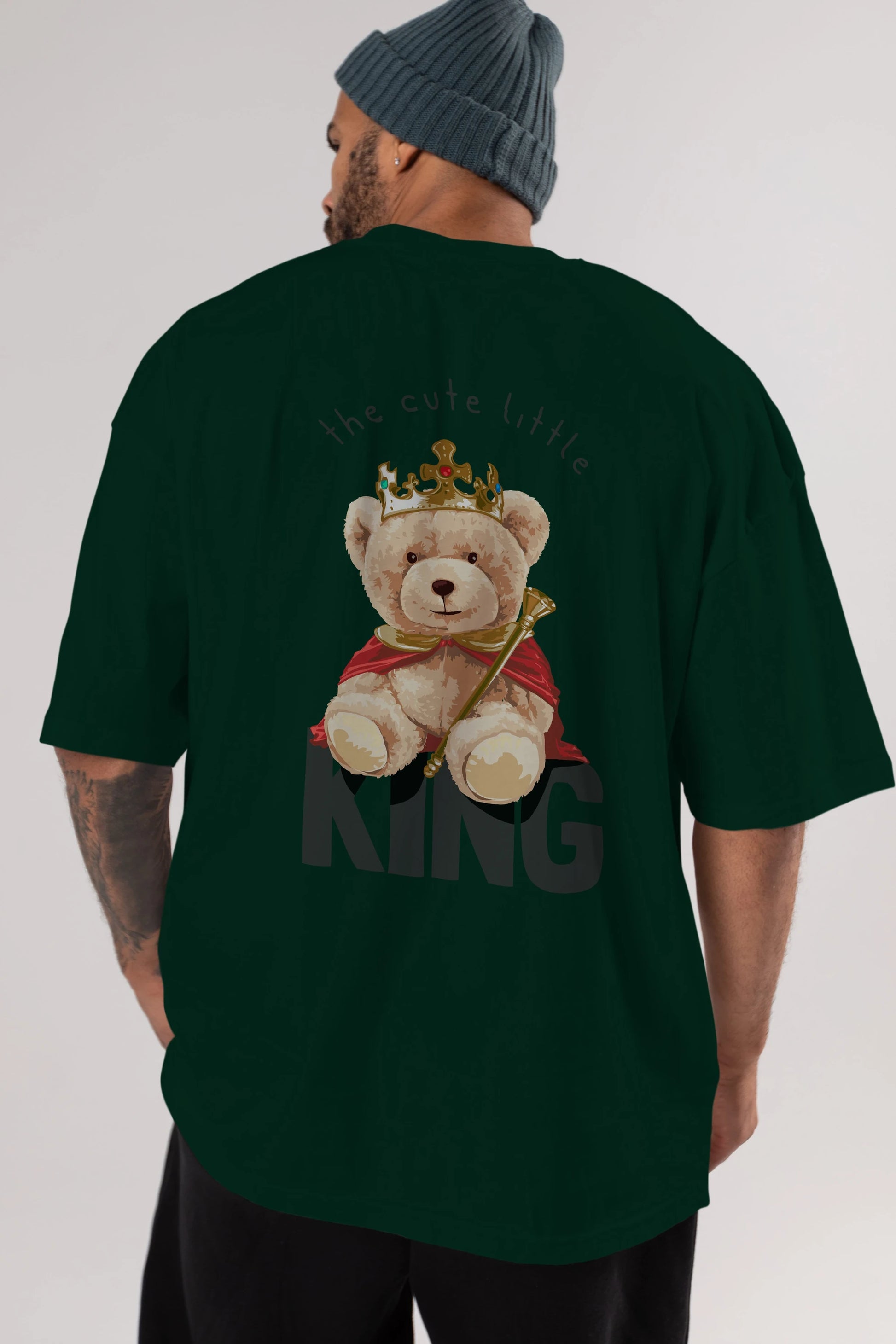 Teddy Bear King Arka Baskılı Oversize t-shirt Erkek Kadın Unisex %100 Pamuk