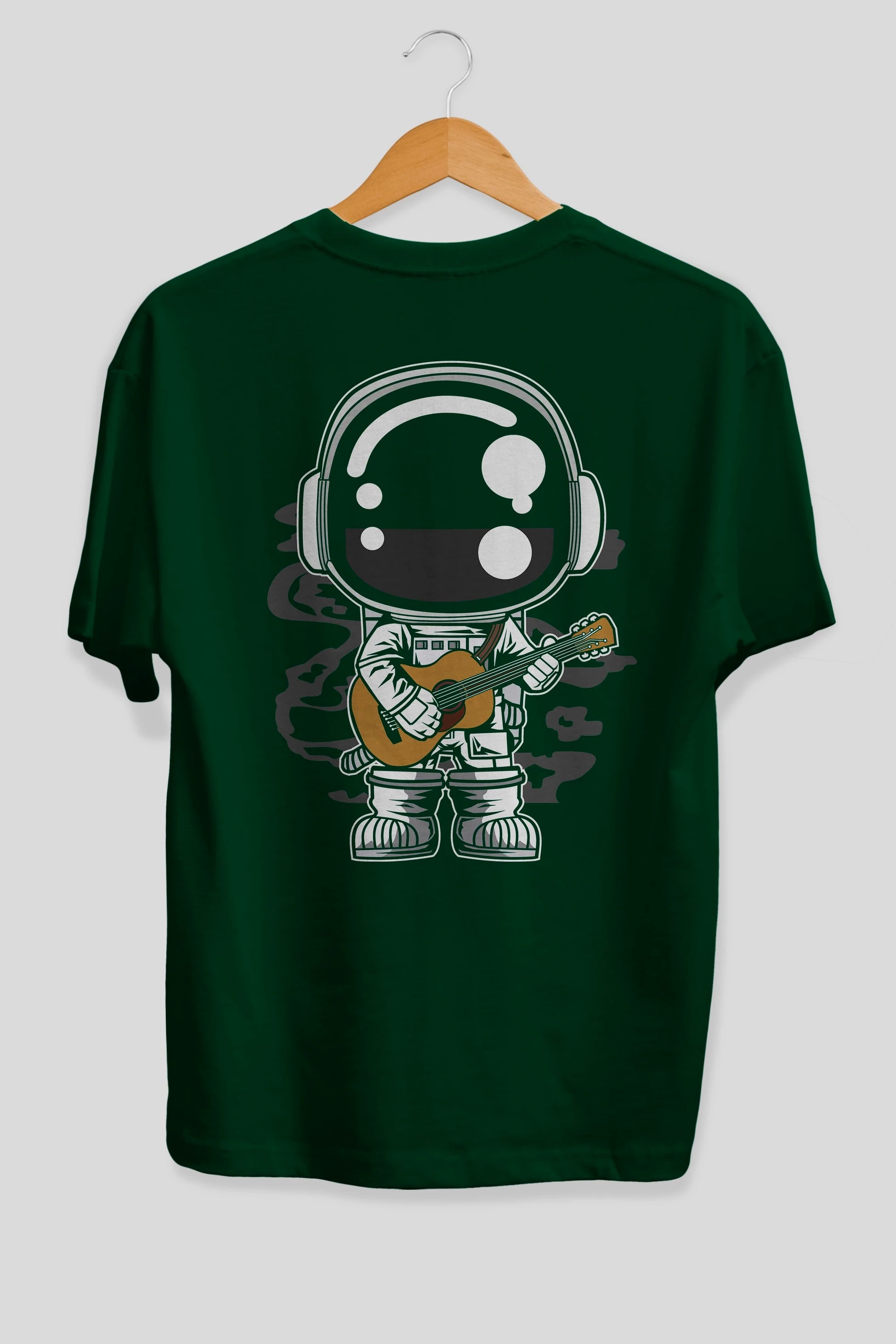 Astronaut Acoustic Guitar Arka Baskılı Oversize t-shirt Erkek Kadın Unisex