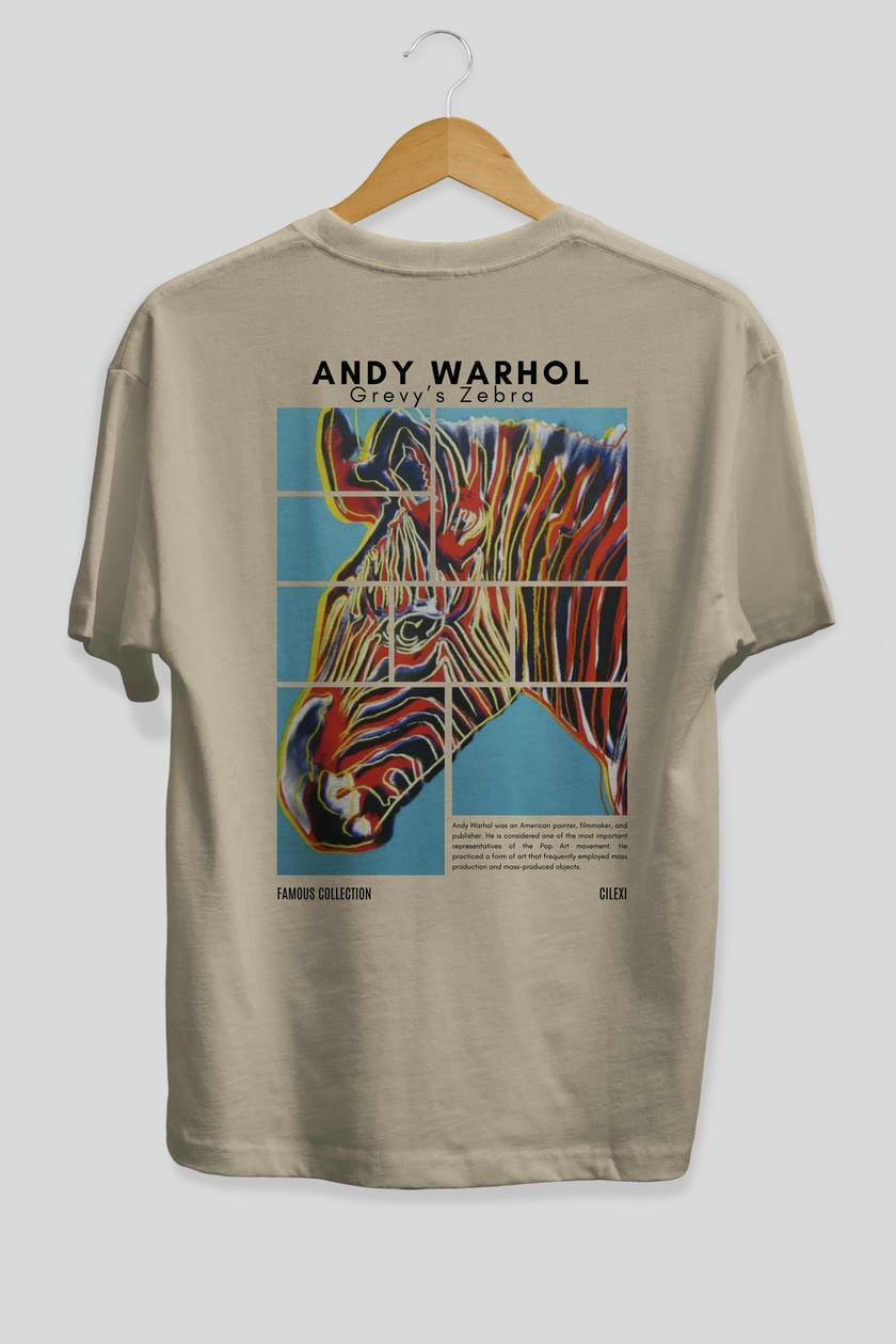 Andy Warhol Arka Baskılı Oversize t-shirt Erkek Kadın Bisiklet Yaka Pamuk tişort
