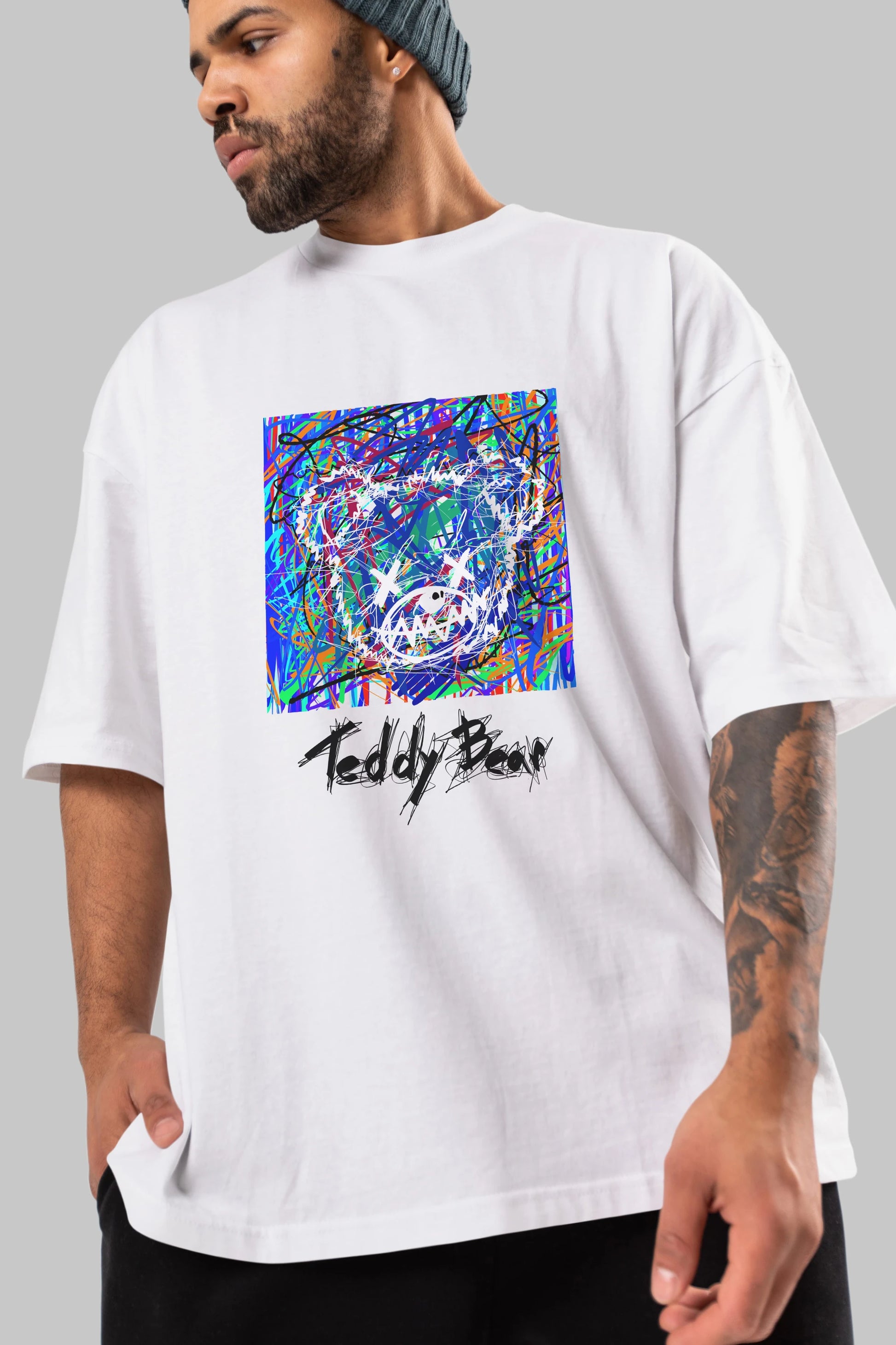 Teddy Bear 3 Ön Baskılı Oversize t-shirt Erkek Kadın Unisex
