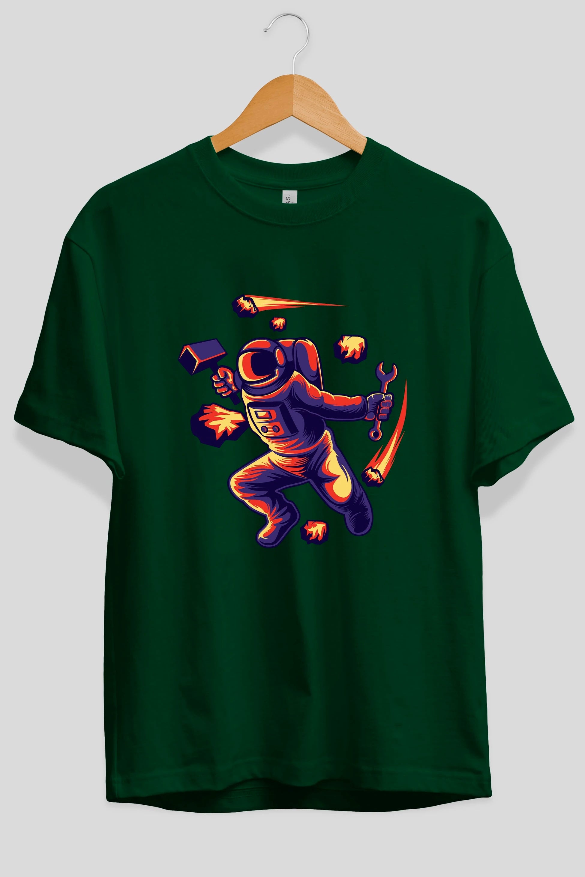 Astronaut Block Meteor Ön Baskılı Oversize t-shirt Erkek Kadın Unisex