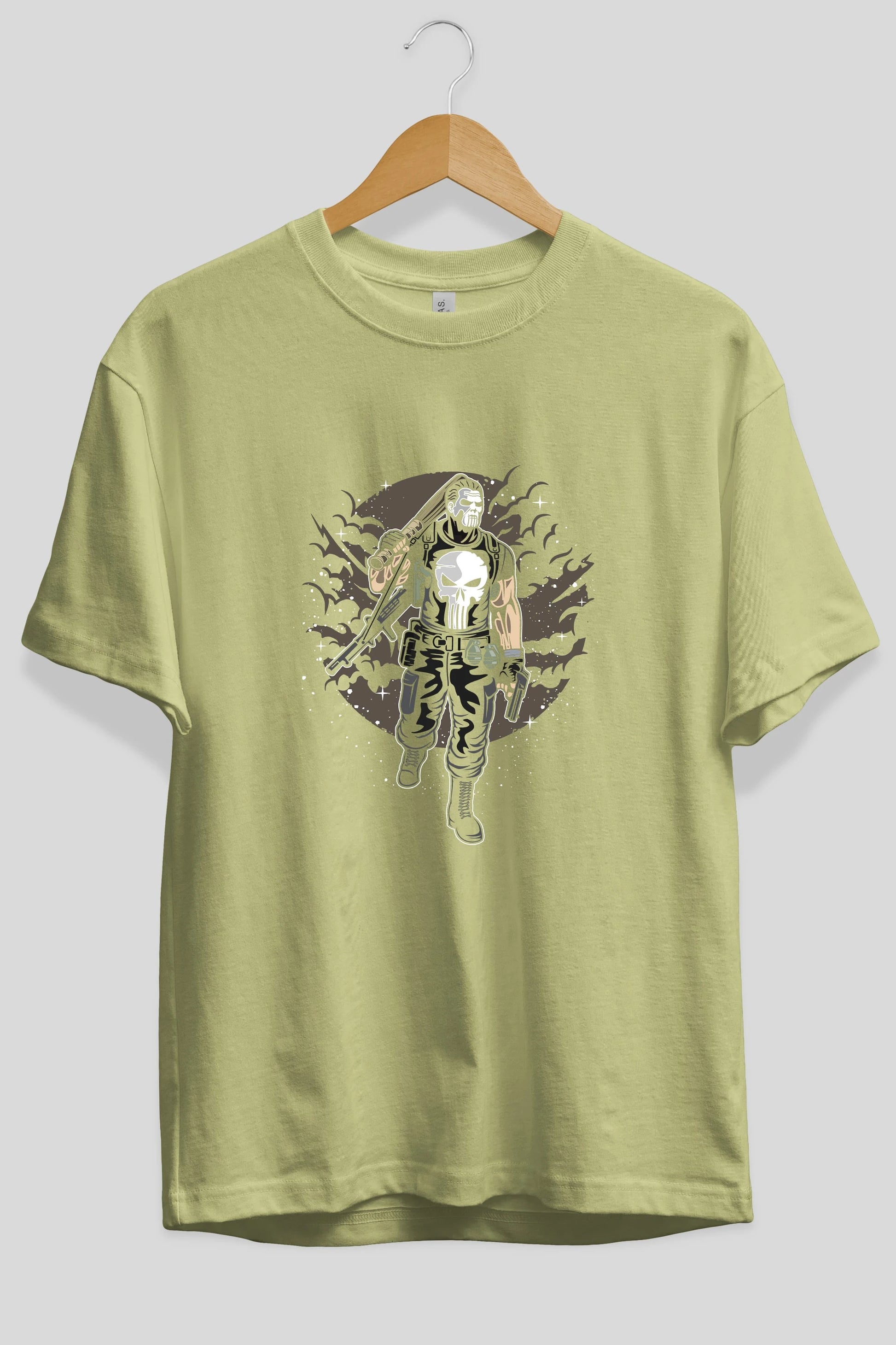 Punisher Ön Baskılı Oversize t-shirt Erkek Kadın Unisex %100 Pamuk tişort