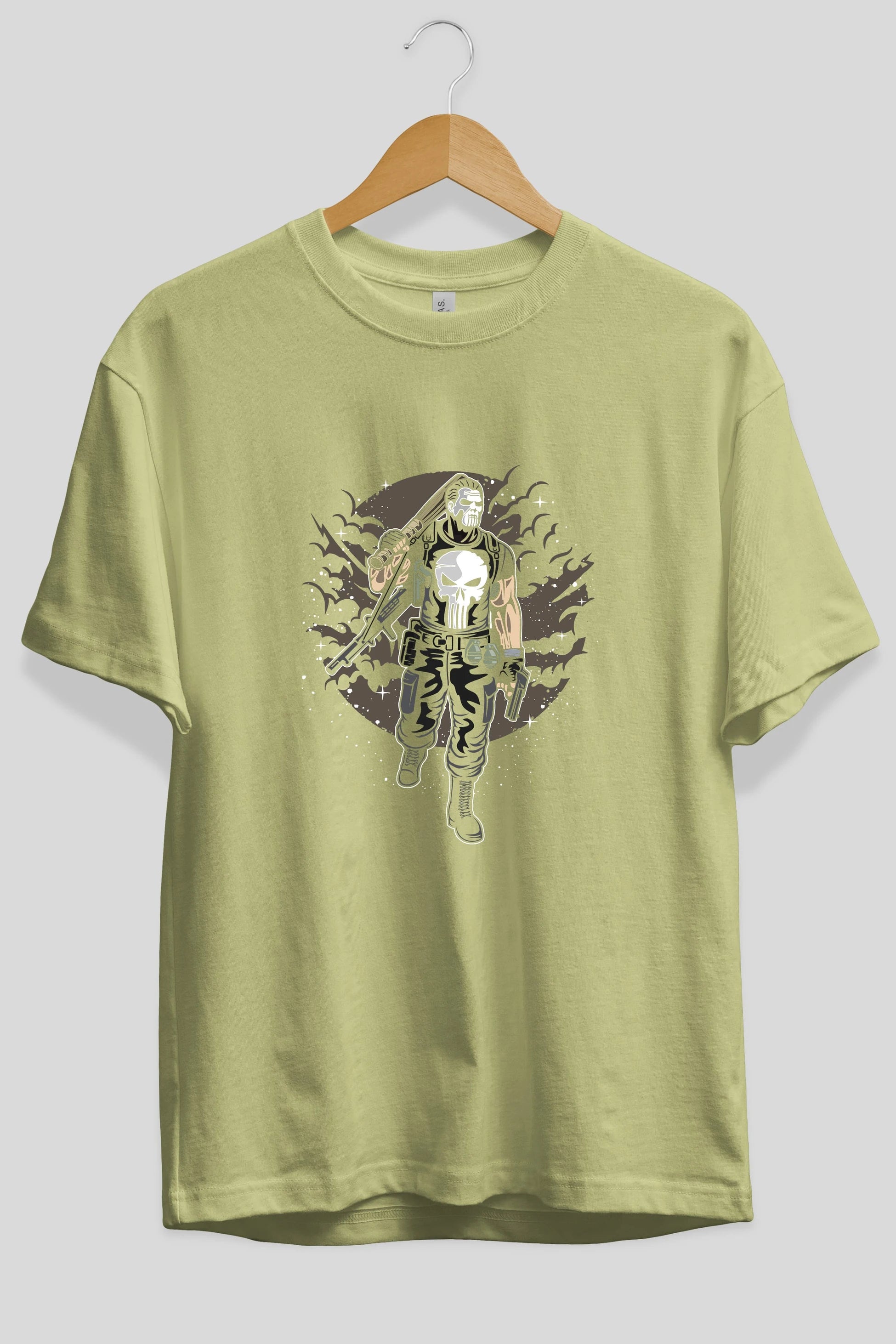 Punisher Ön Baskılı Oversize t-shirt Erkek Kadın Unisex %100 Pamuk tişort