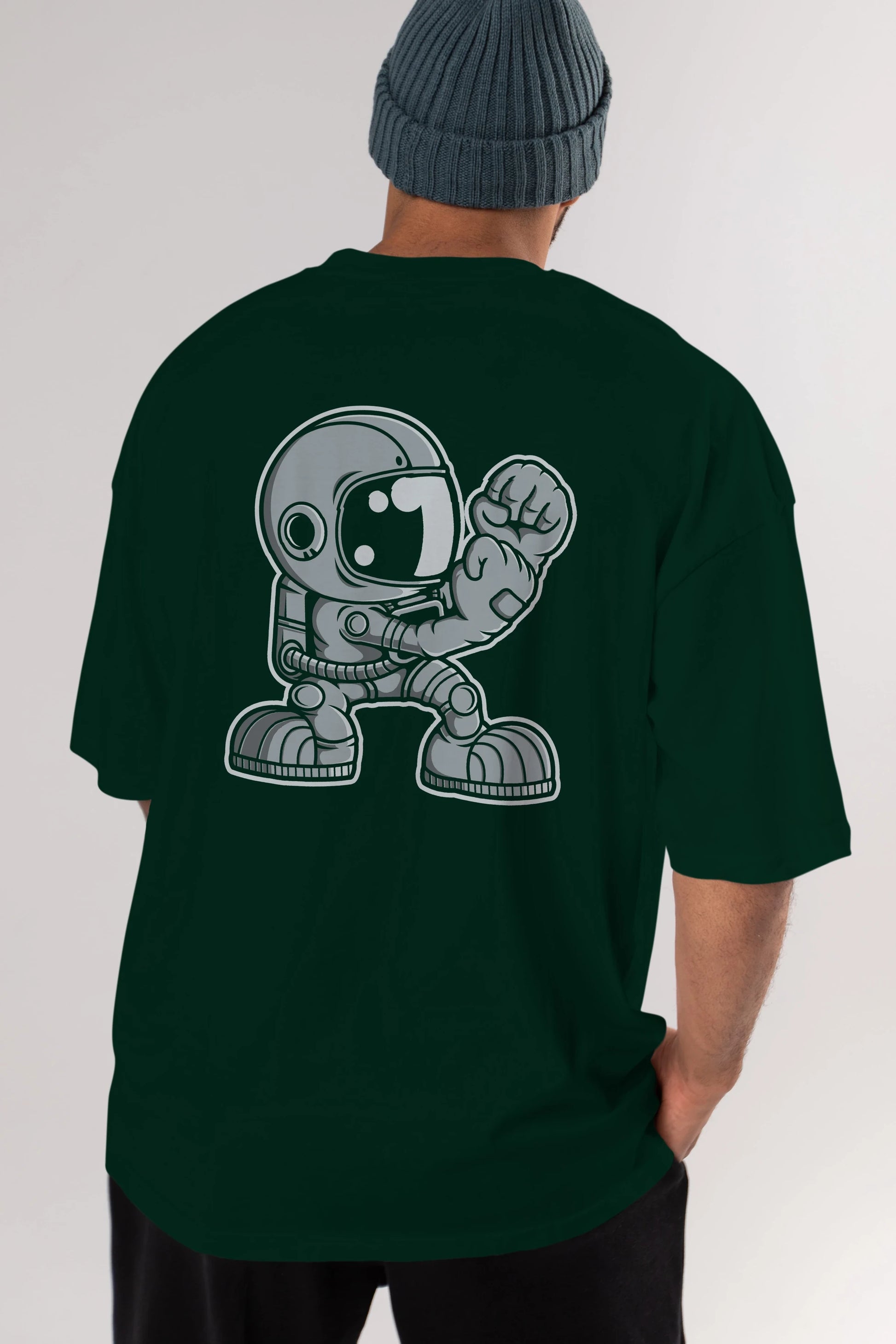 Astronaut Fighting Irish Arka Baskılı Oversize t-shirt Erkek Kadın Unisex