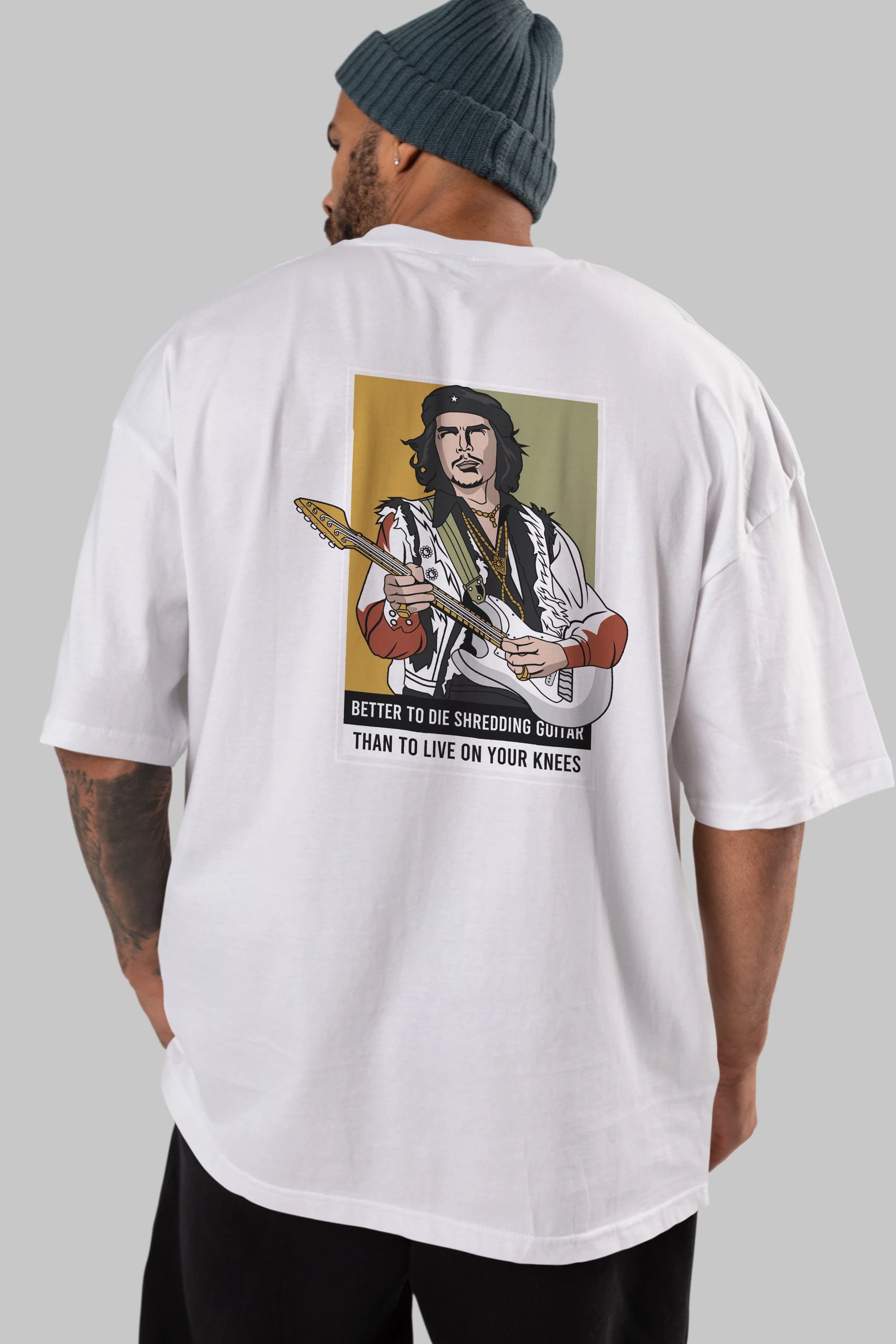 Che Guevara Hendrix Arka Baskılı Oversize t-shirt Erkek Kadın Unisex %100 Pamuk tişort