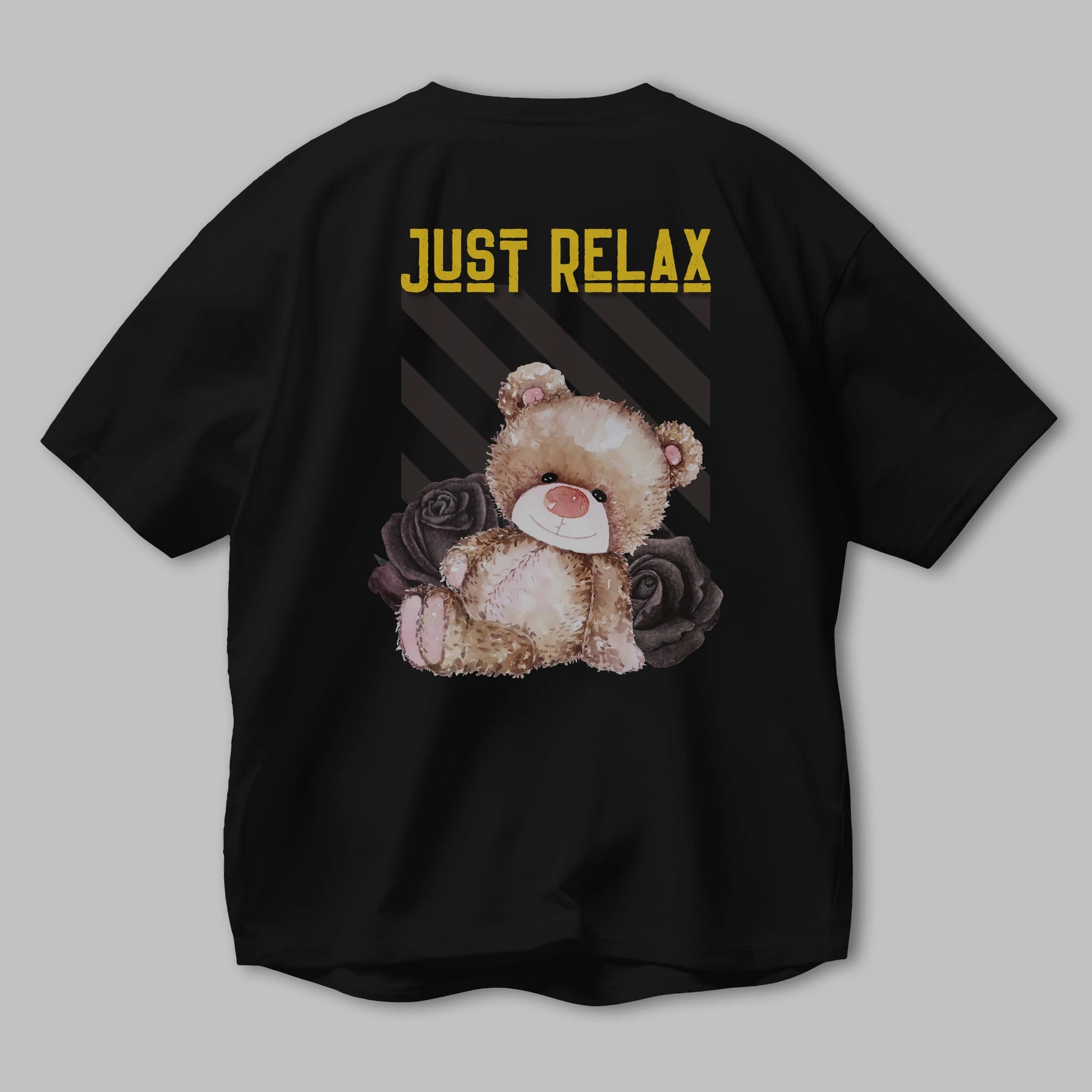 Just Relax Teddy Bear Arka Baskılı Oversize t-shirt Erkek Kadın Unisex