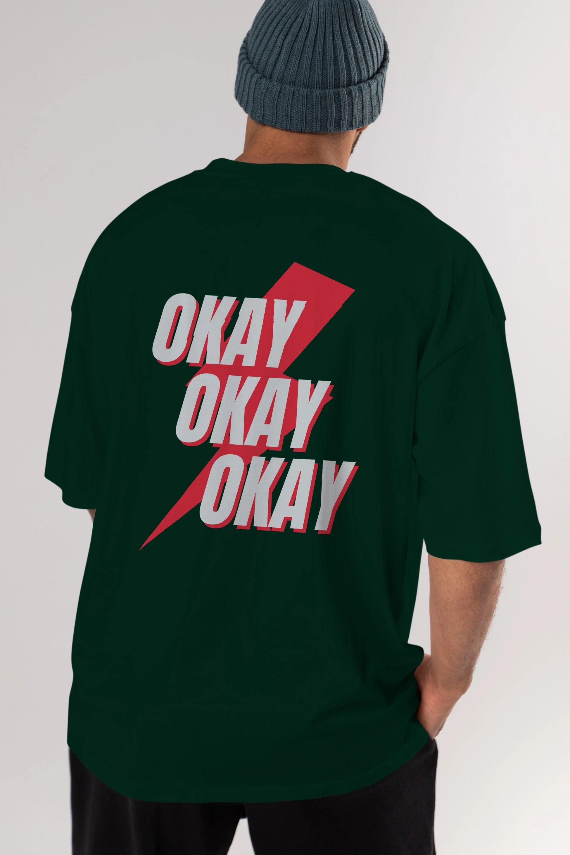 Okay Arka Baskılı Oversize t-shirt Erkek Kadın Unisex