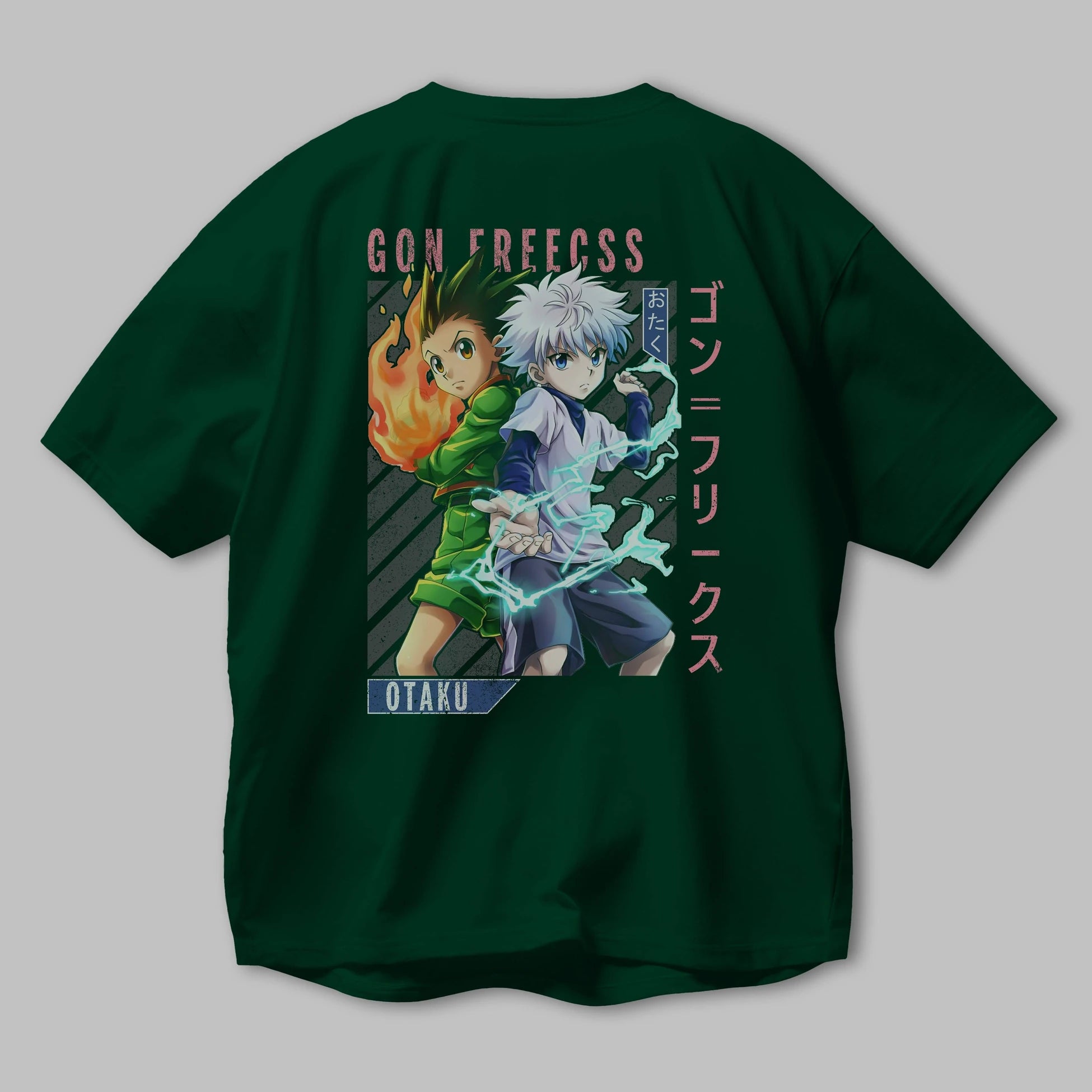 Gon Freecss HUNTER X HUNTER 1 Anime Arka Baskılı Oversize t-shirt Erkek Kadın Unisex